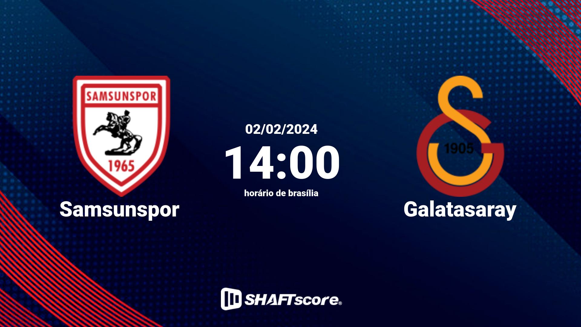 Estatísticas do jogo Samsunspor vs Galatasaray 02.02 14:00