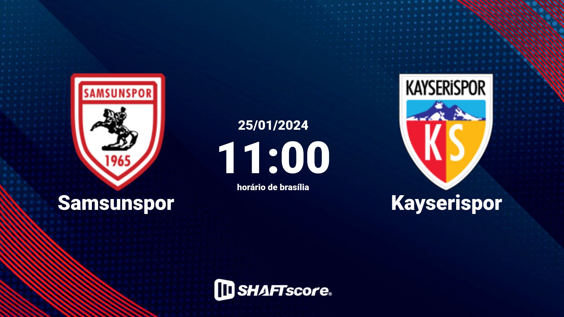 Estatísticas do jogo Samsunspor vs Kayserispor 25.01 11:00