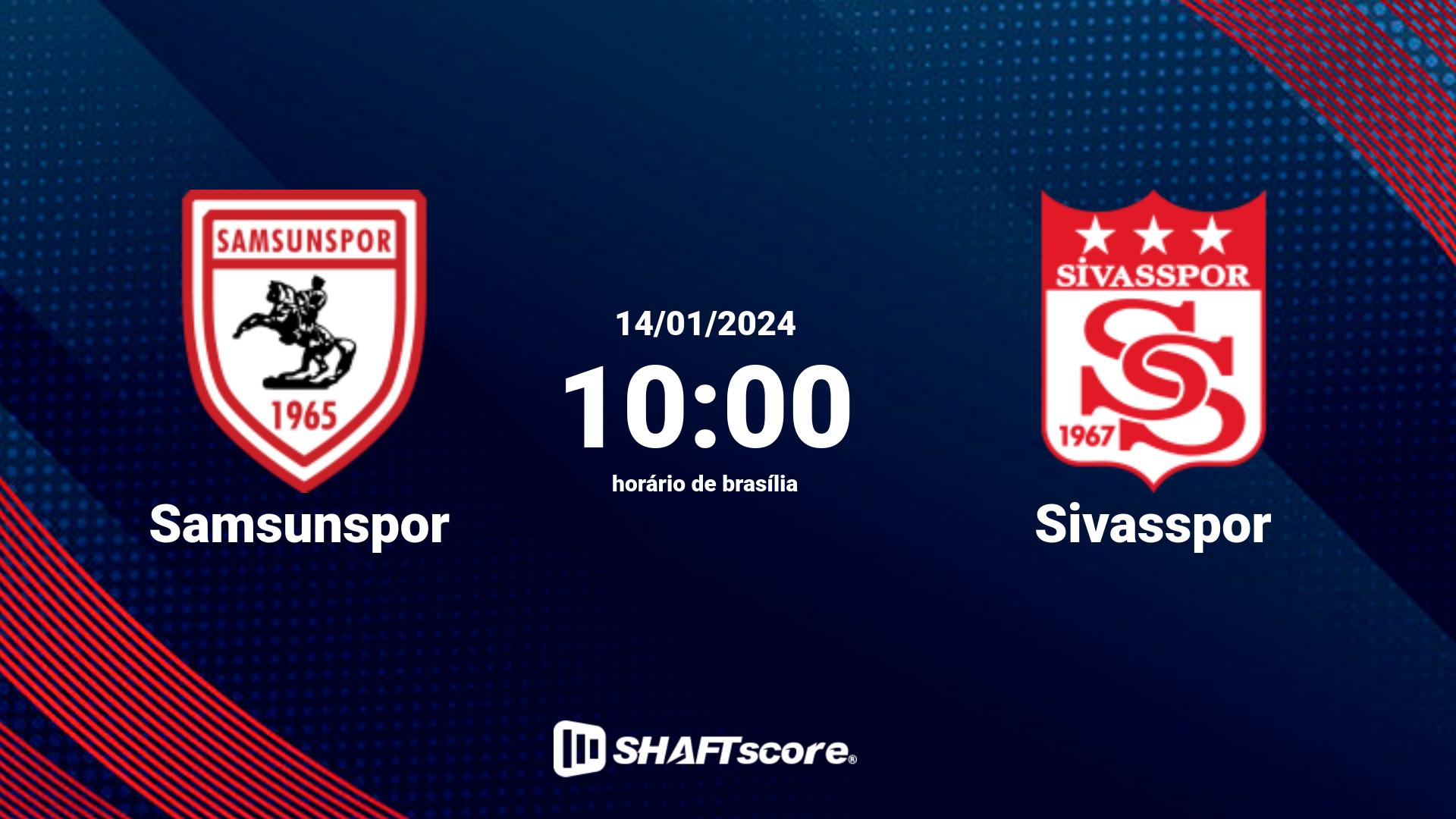 Estatísticas do jogo Samsunspor vs Sivasspor 14.01 10:00