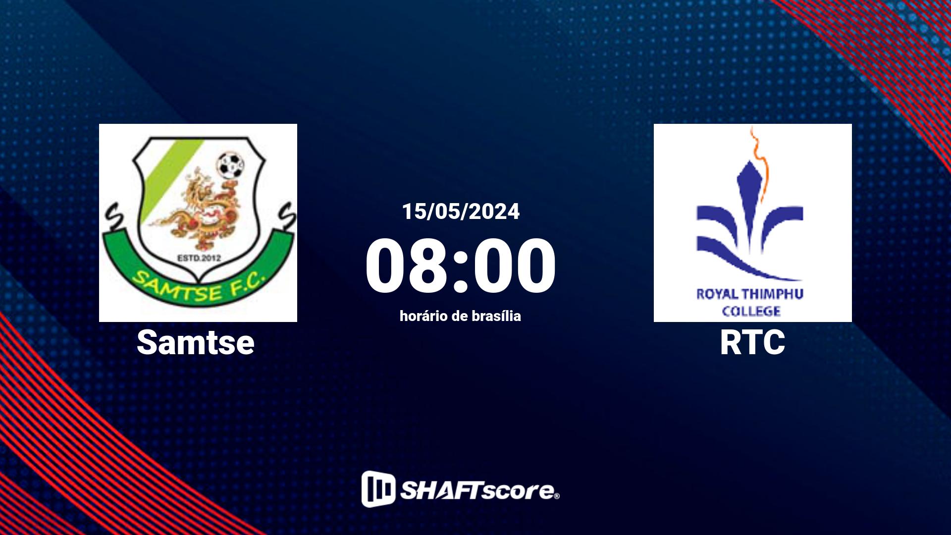 Estatísticas do jogo Samtse vs RTC 15.05 08:00