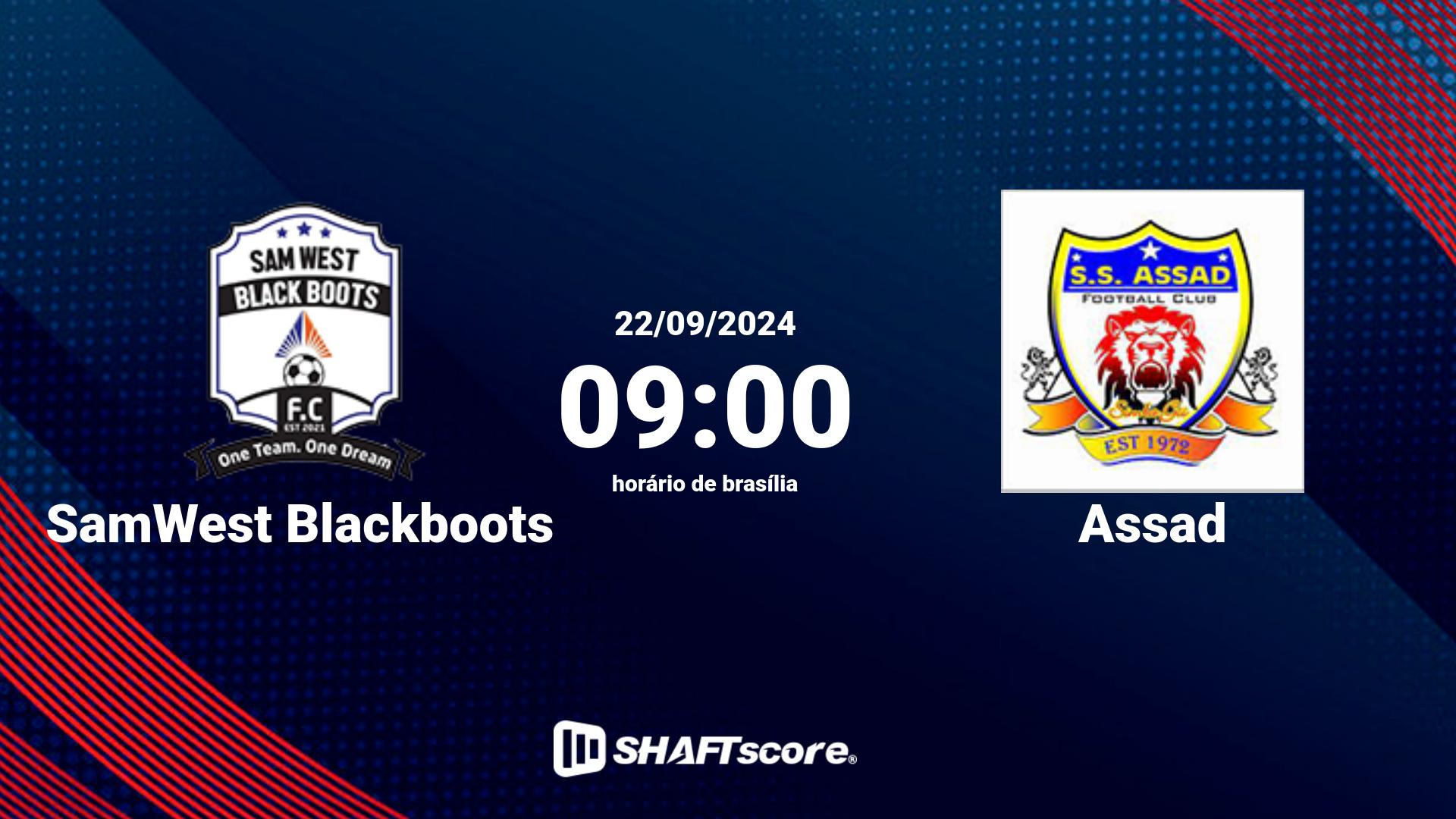 Estatísticas do jogo SamWest Blackboots vs Assad 22.09 09:00