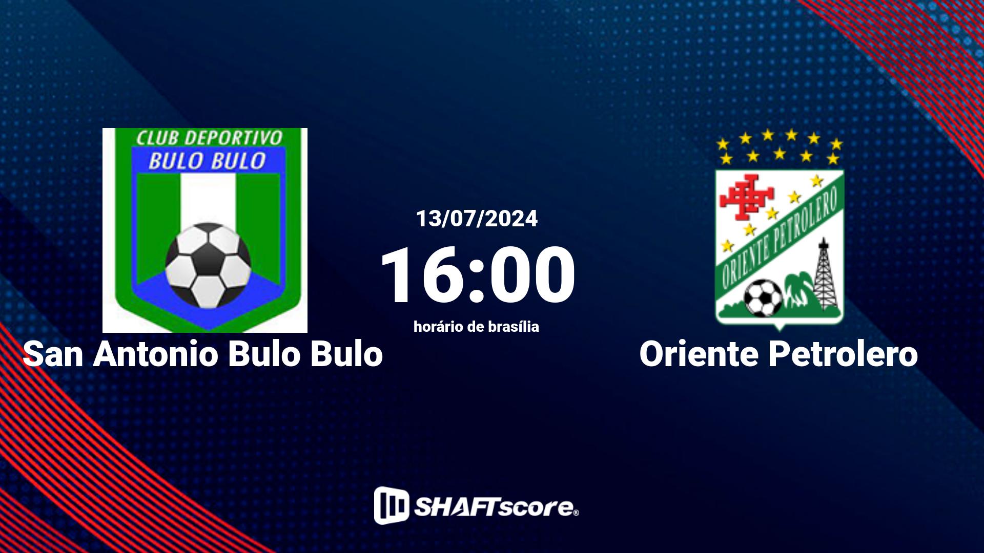 Estatísticas do jogo San Antonio Bulo Bulo vs Oriente Petrolero 13.07 16:00