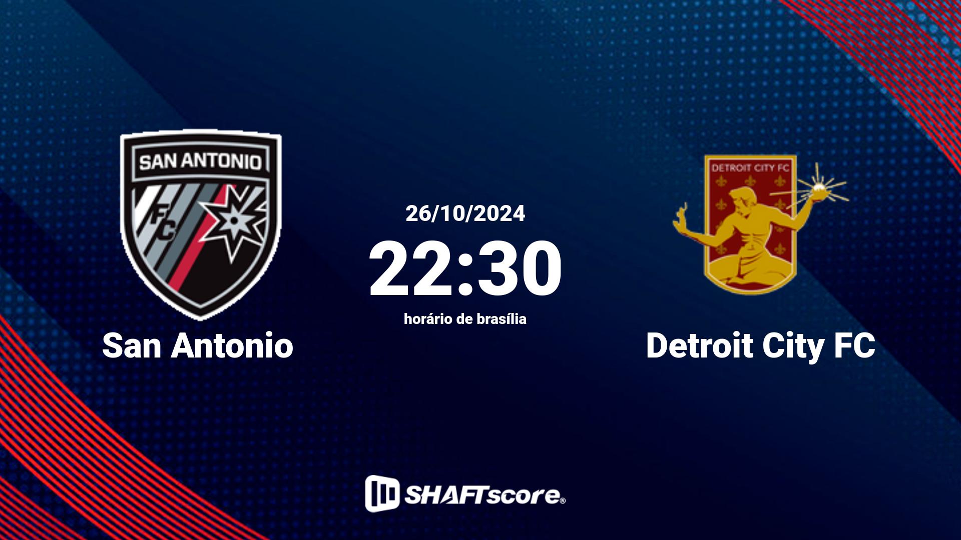 Estatísticas do jogo San Antonio vs Detroit City FC 26.10 22:30