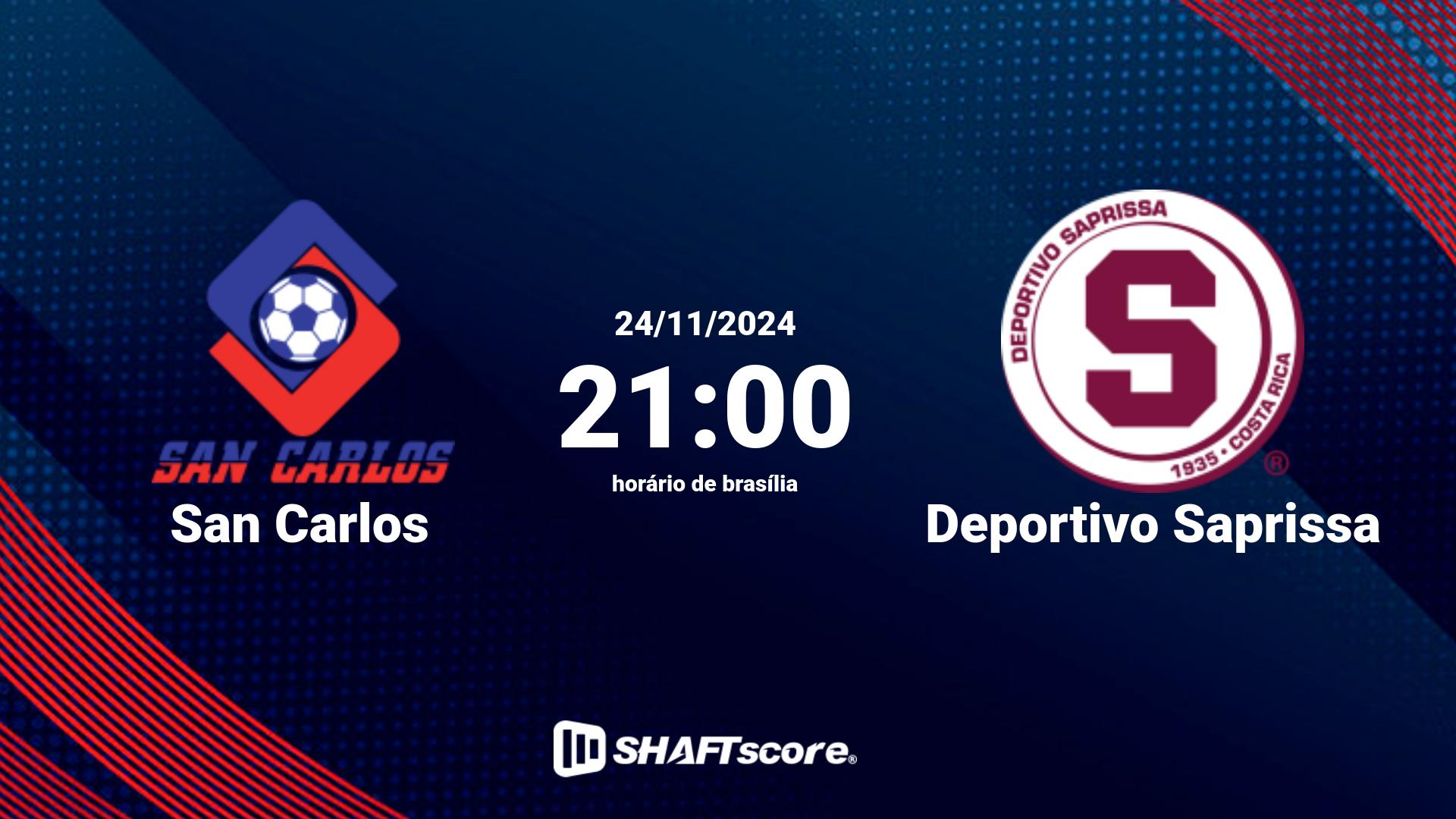 Estatísticas do jogo San Carlos vs Deportivo Saprissa 24.11 21:00