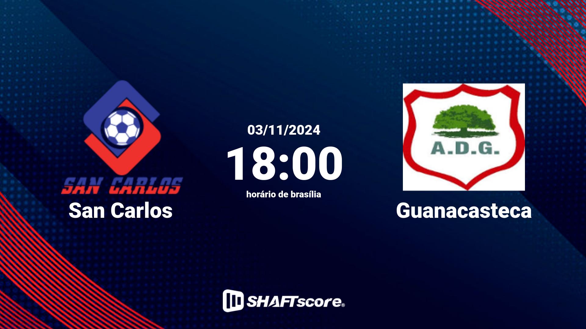 Estatísticas do jogo San Carlos vs Guanacasteca 03.11 18:00