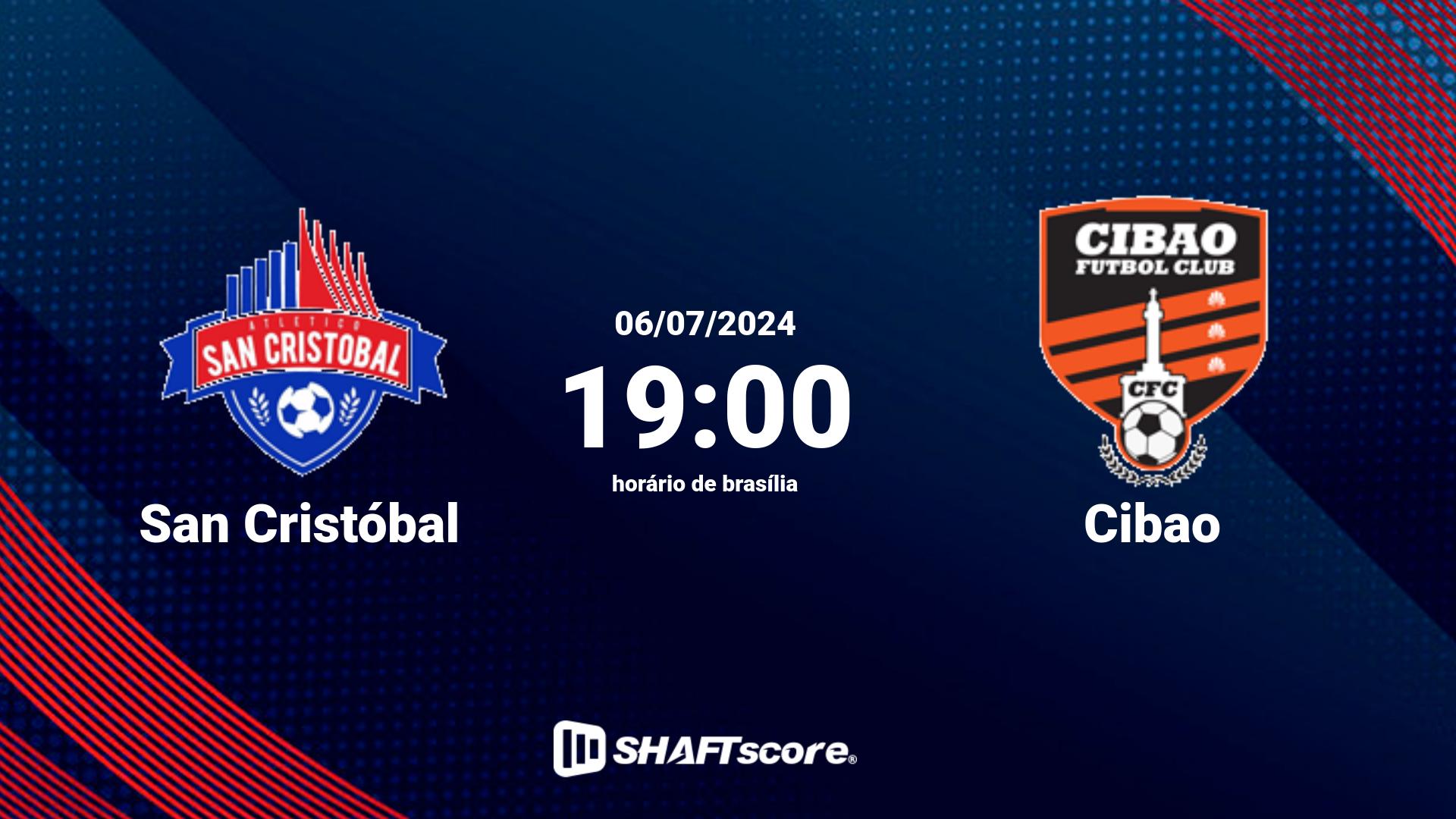 Estatísticas do jogo San Cristóbal vs Cibao 06.07 19:00
