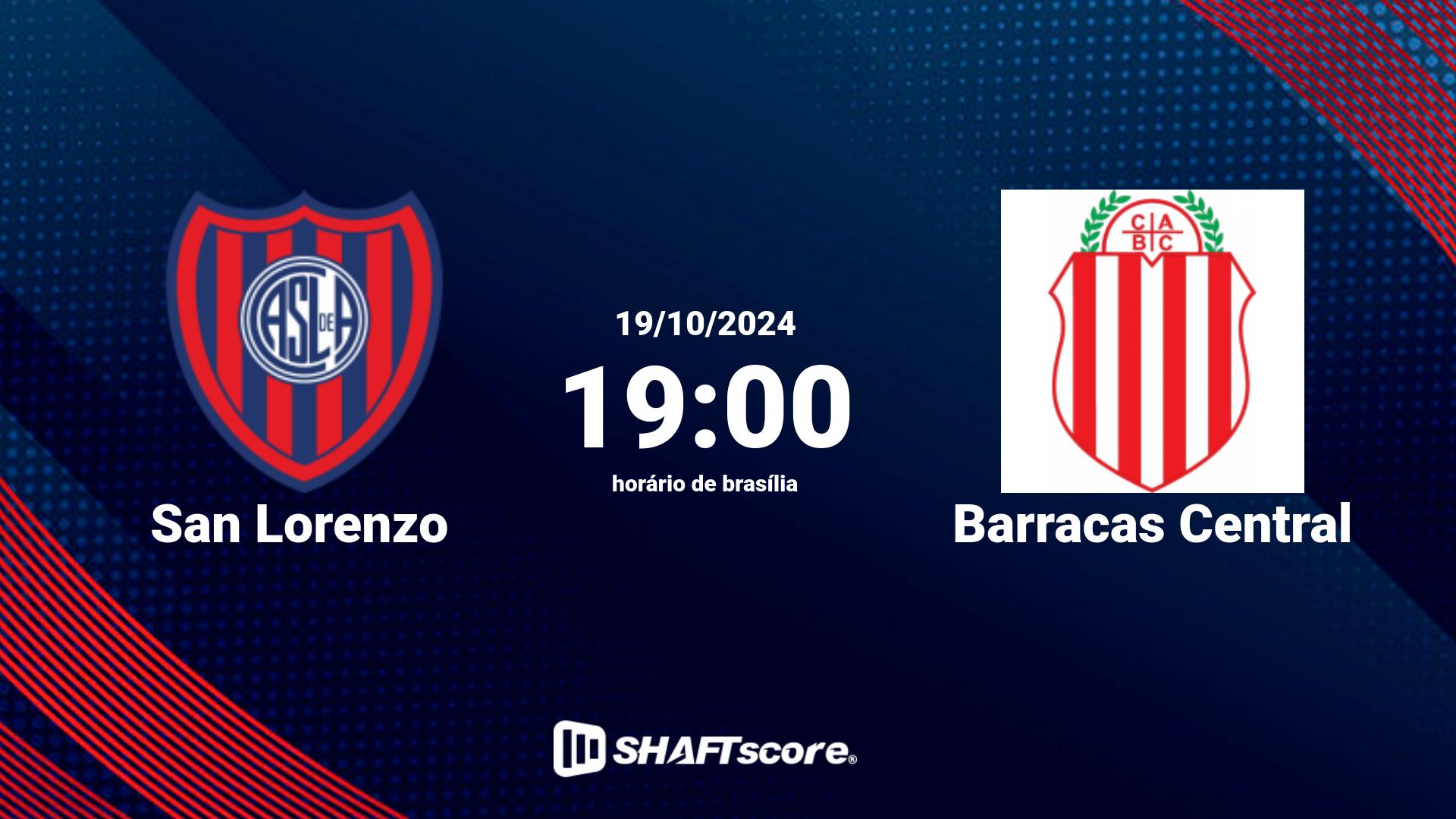 Estatísticas do jogo San Lorenzo vs Barracas Central 19.10 19:00