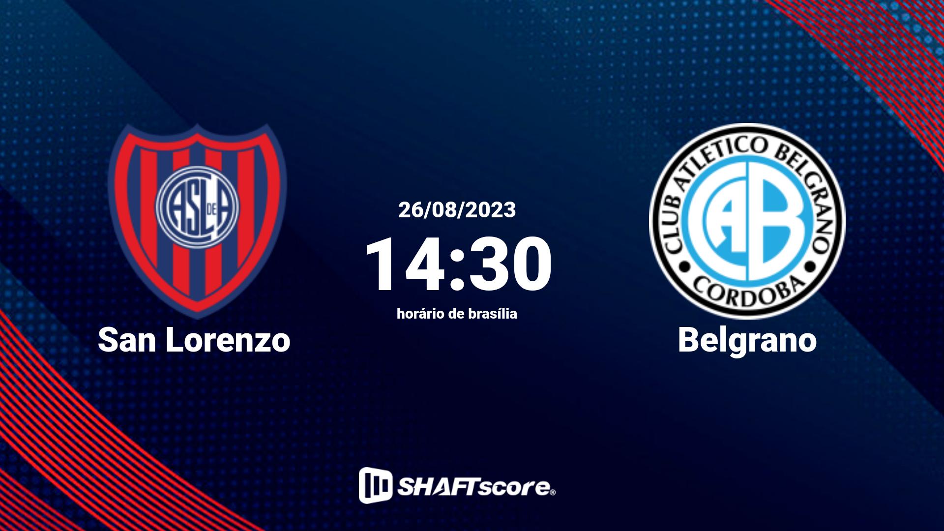 Estatísticas do jogo San Lorenzo vs Belgrano 26.08 14:30