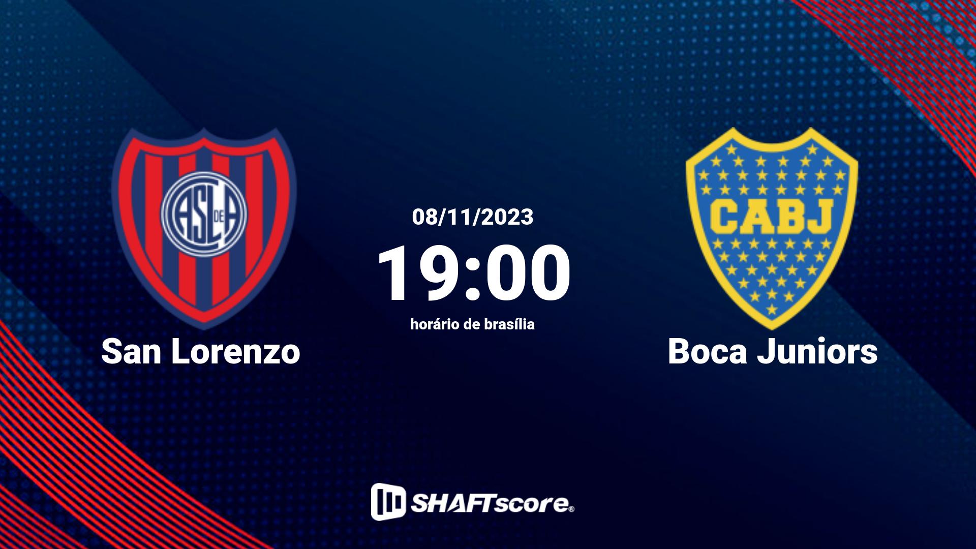 Estatísticas do jogo San Lorenzo vs Boca Juniors 08.11 19:00