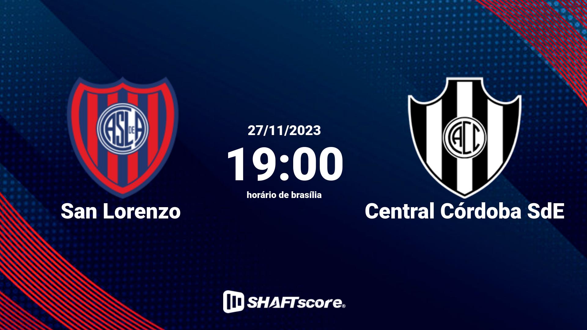 Estatísticas do jogo San Lorenzo vs Central Córdoba SdE 27.11 19:00