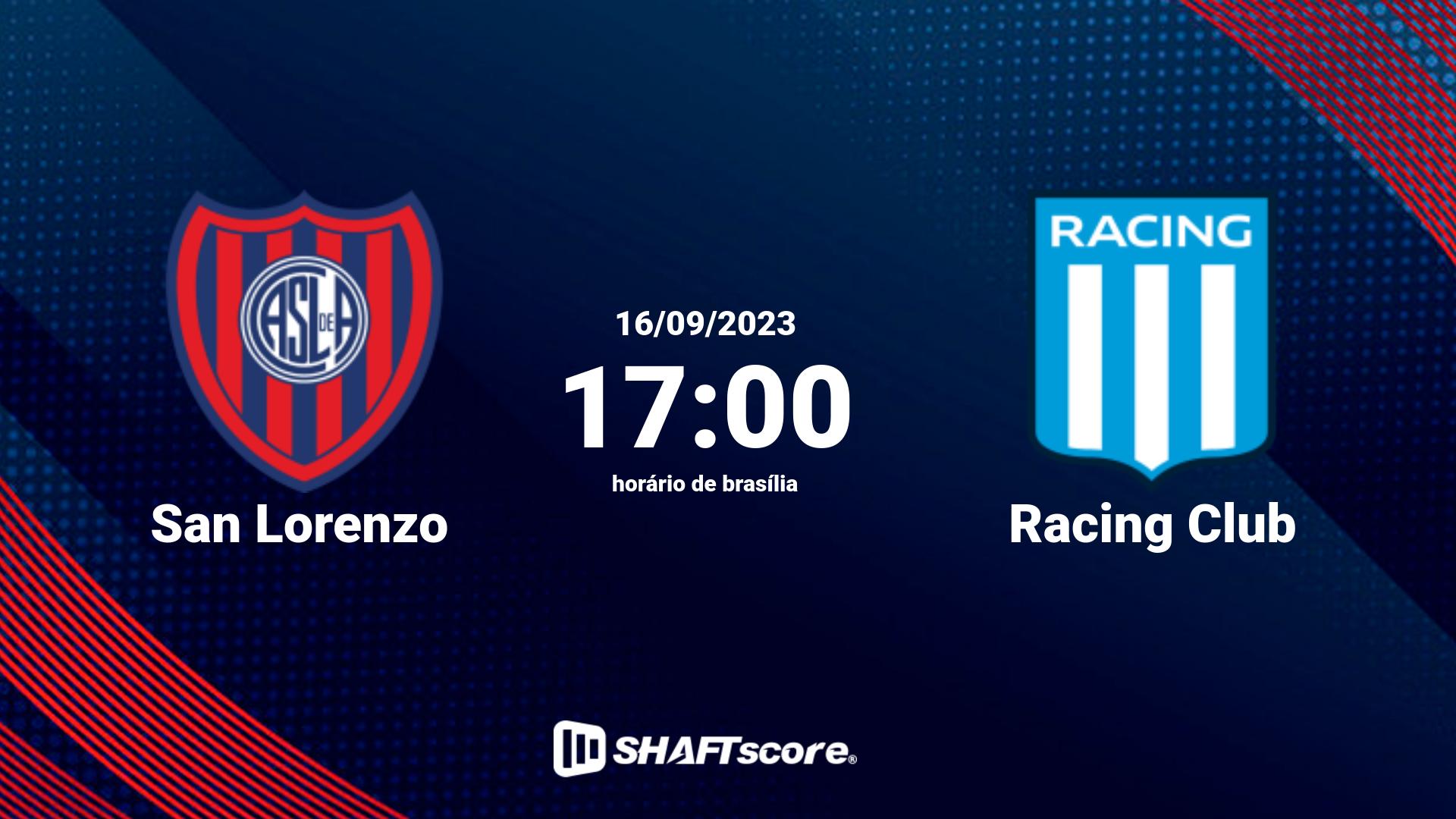 Estatísticas do jogo San Lorenzo vs Racing Club 16.09 17:00