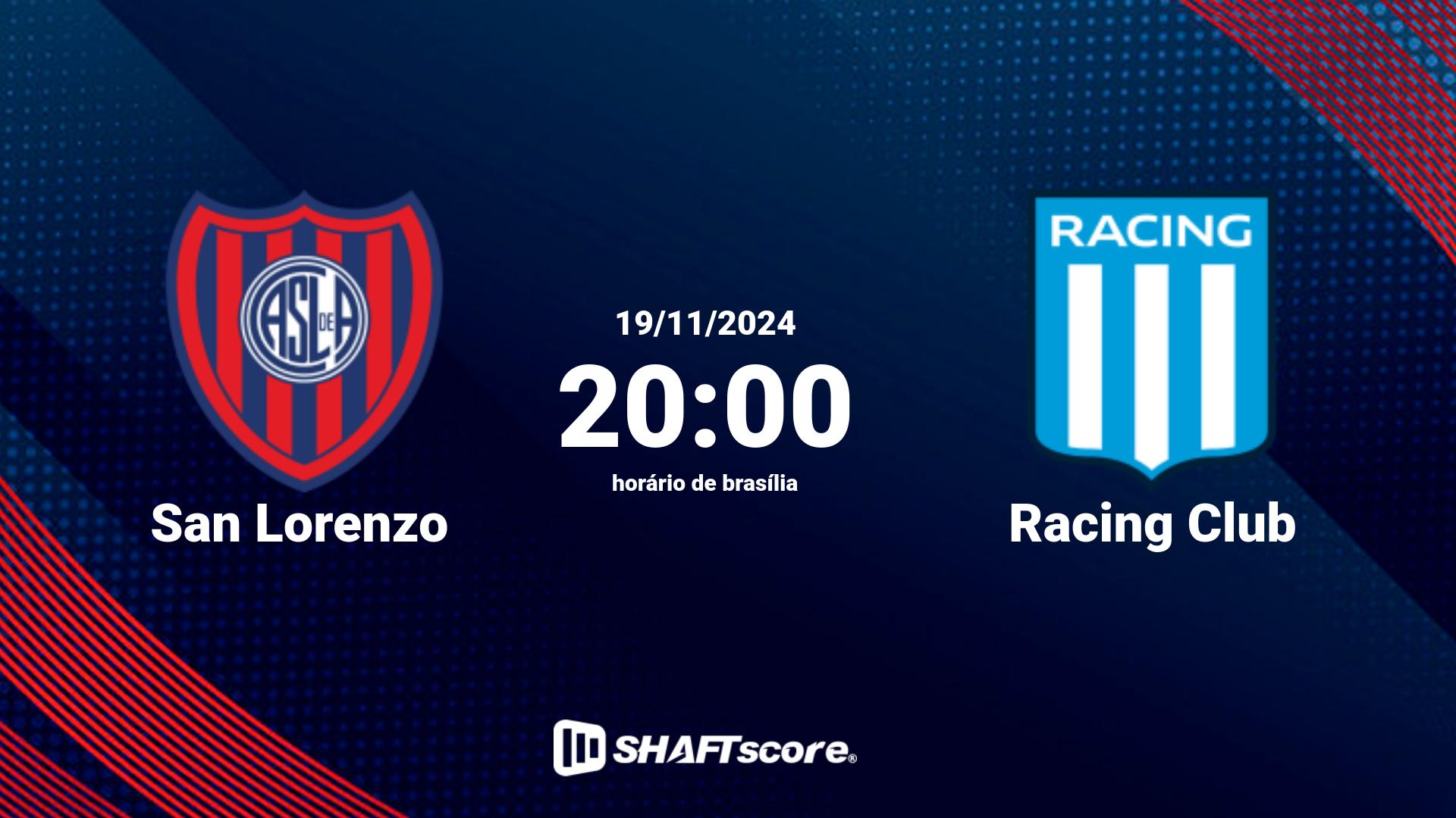 Estatísticas do jogo San Lorenzo vs Racing Club 19.11 20:00