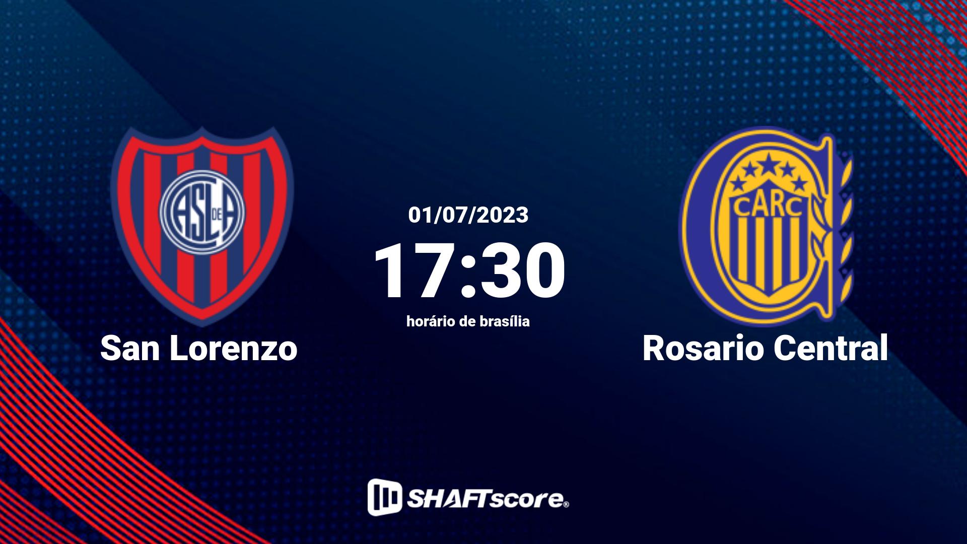 Estatísticas do jogo San Lorenzo vs Rosario Central 01.07 17:30