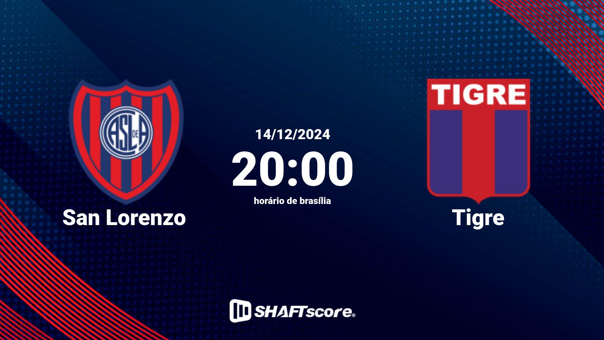 Estatísticas do jogo San Lorenzo vs Tigre 14.12 20:00