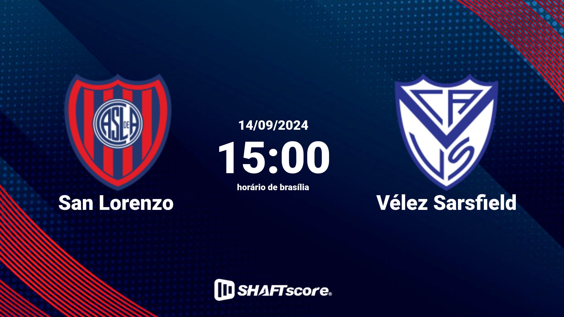 Estatísticas do jogo San Lorenzo vs Vélez Sarsfield 14.09 15:00