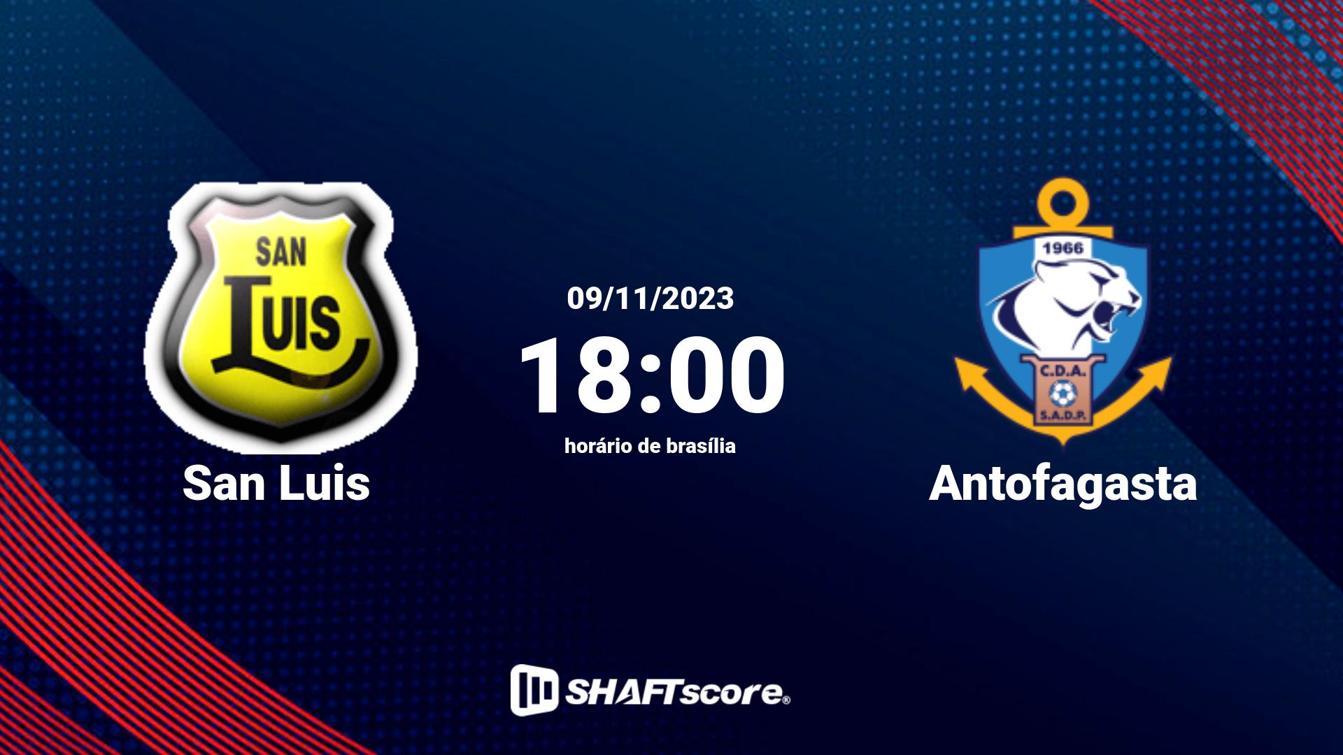 Estatísticas do jogo San Luis vs Antofagasta 09.11 18:00