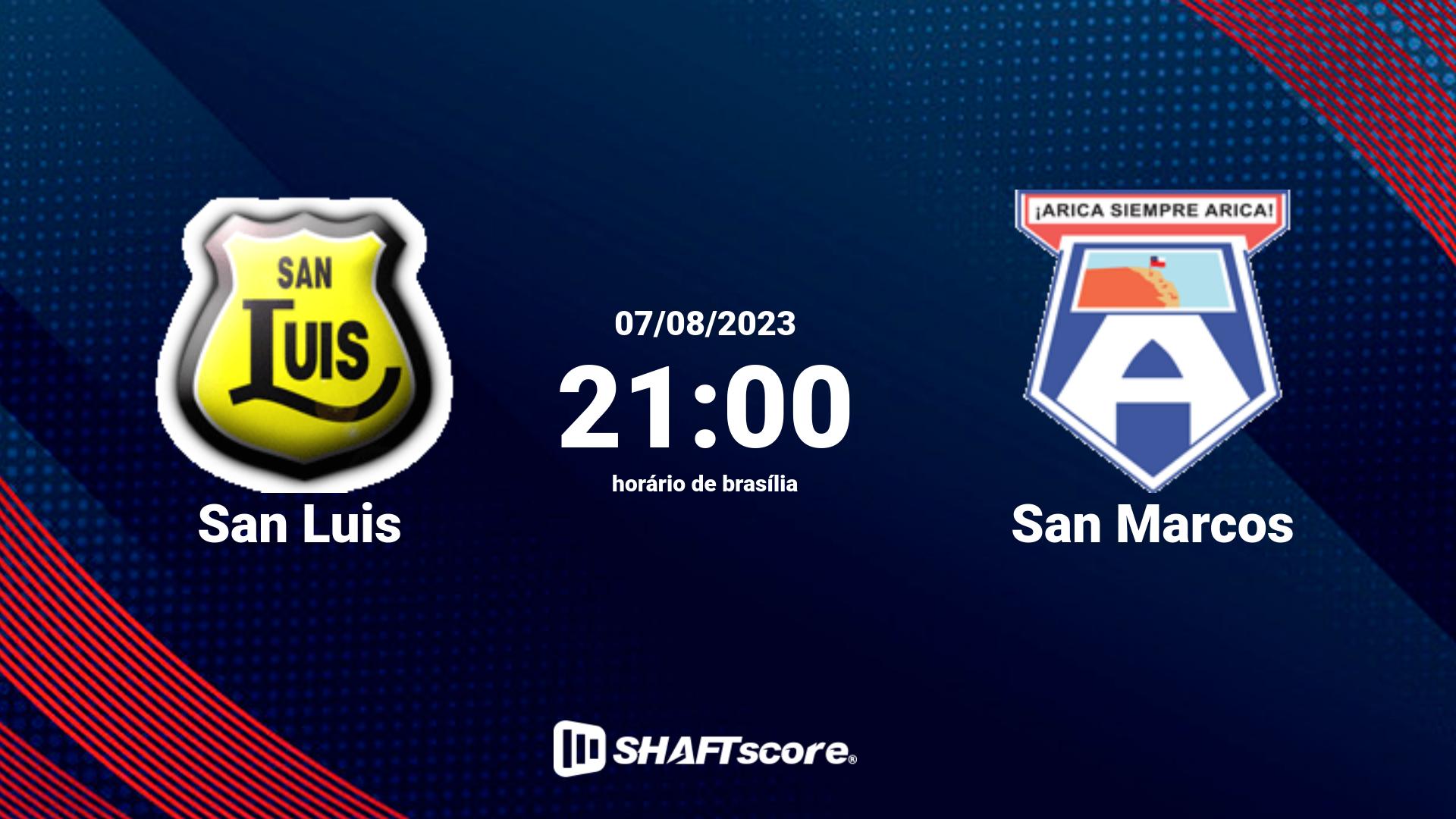 Estatísticas do jogo San Luis vs San Marcos 07.08 21:00