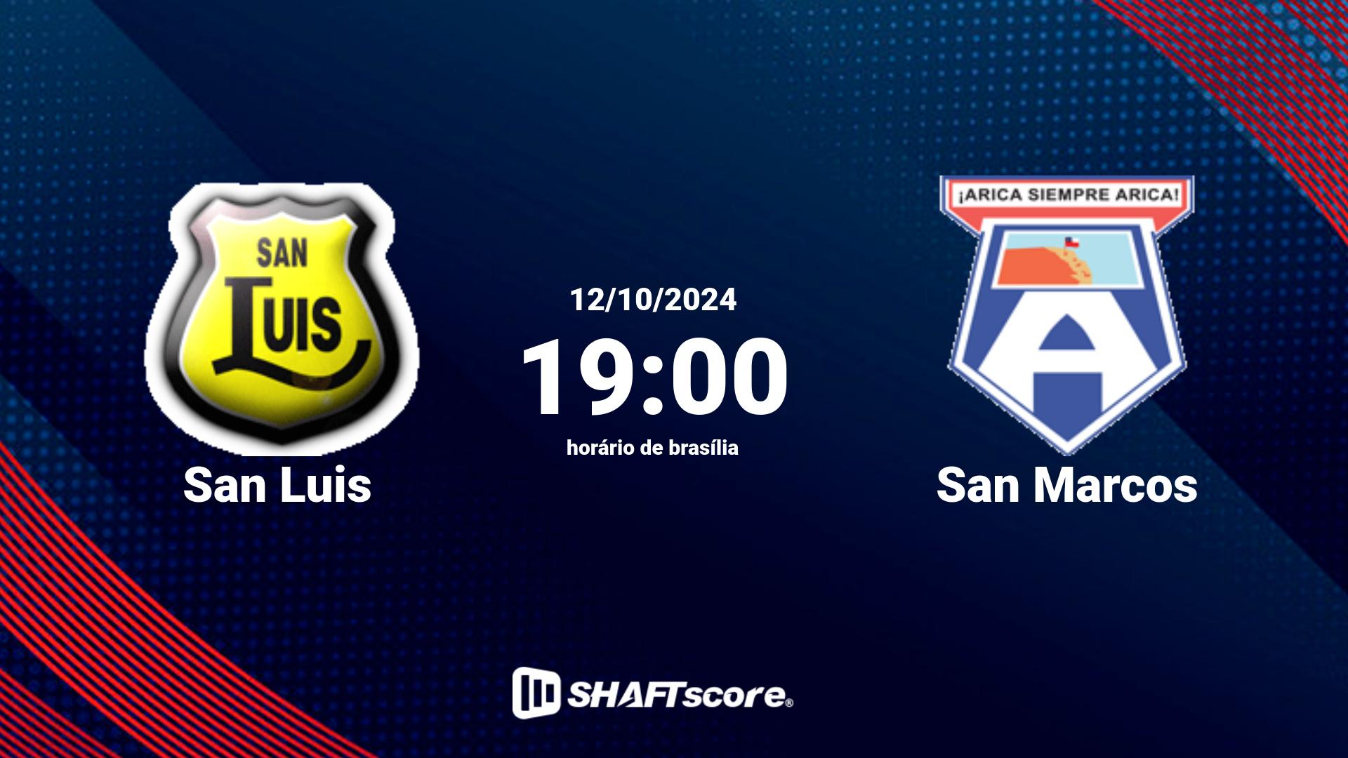 Estatísticas do jogo San Luis vs San Marcos 12.10 19:00