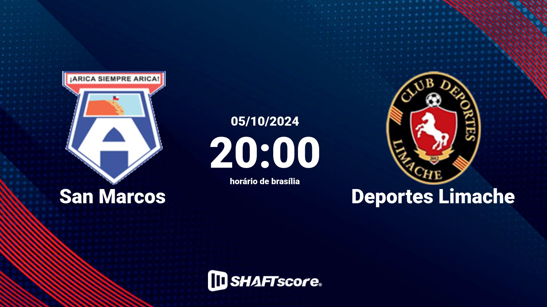 Estatísticas do jogo San Marcos vs Deportes Limache 05.10 20:00