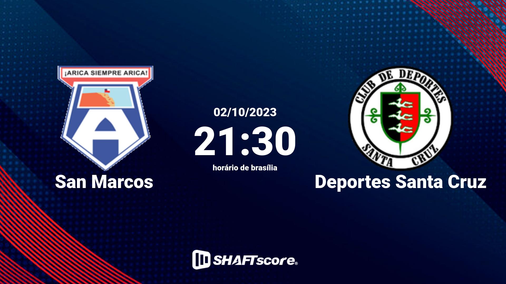 Estatísticas do jogo San Marcos vs Deportes Santa Cruz 02.10 21:30