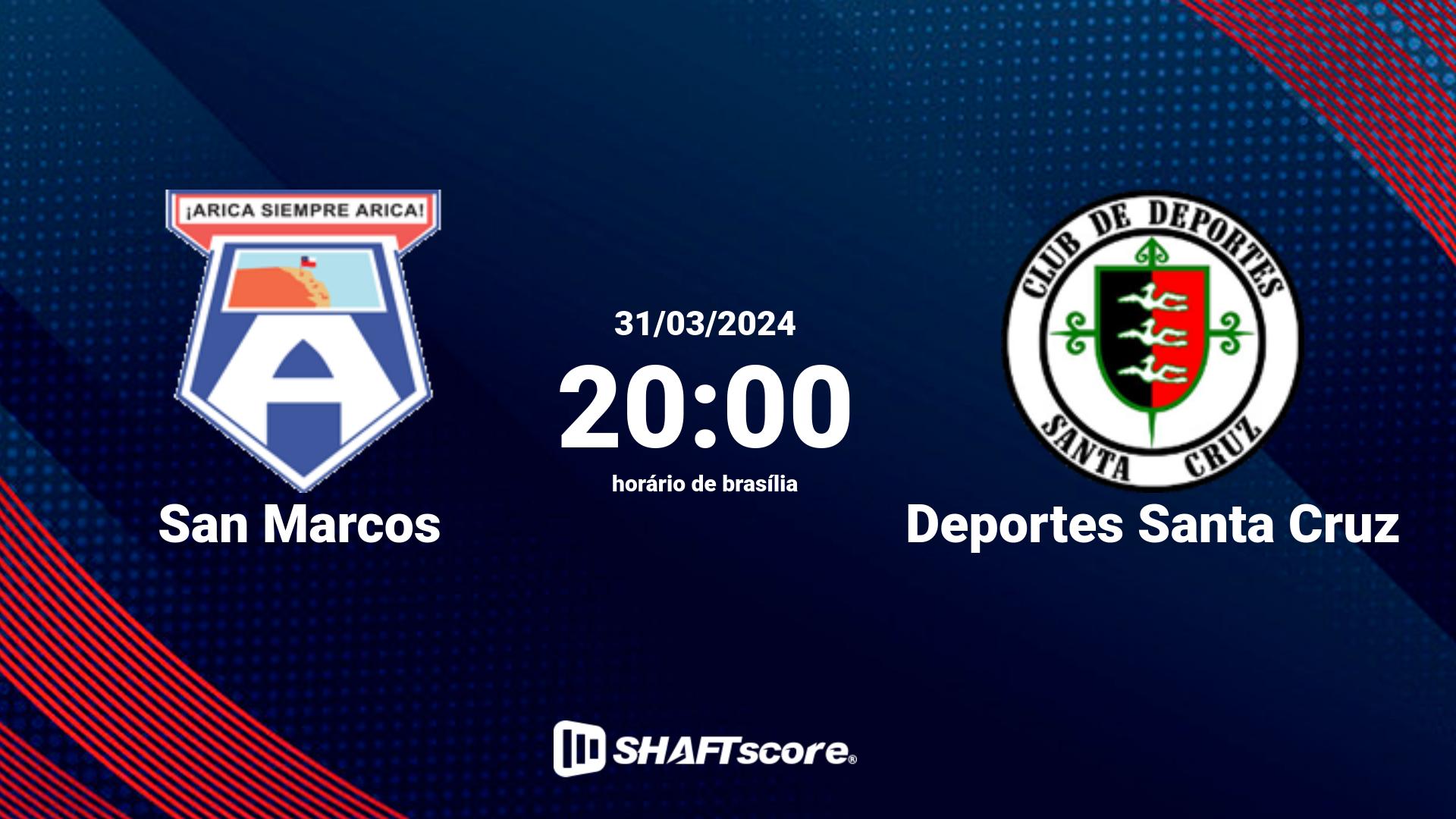 Estatísticas do jogo San Marcos vs Deportes Santa Cruz 31.03 20:00