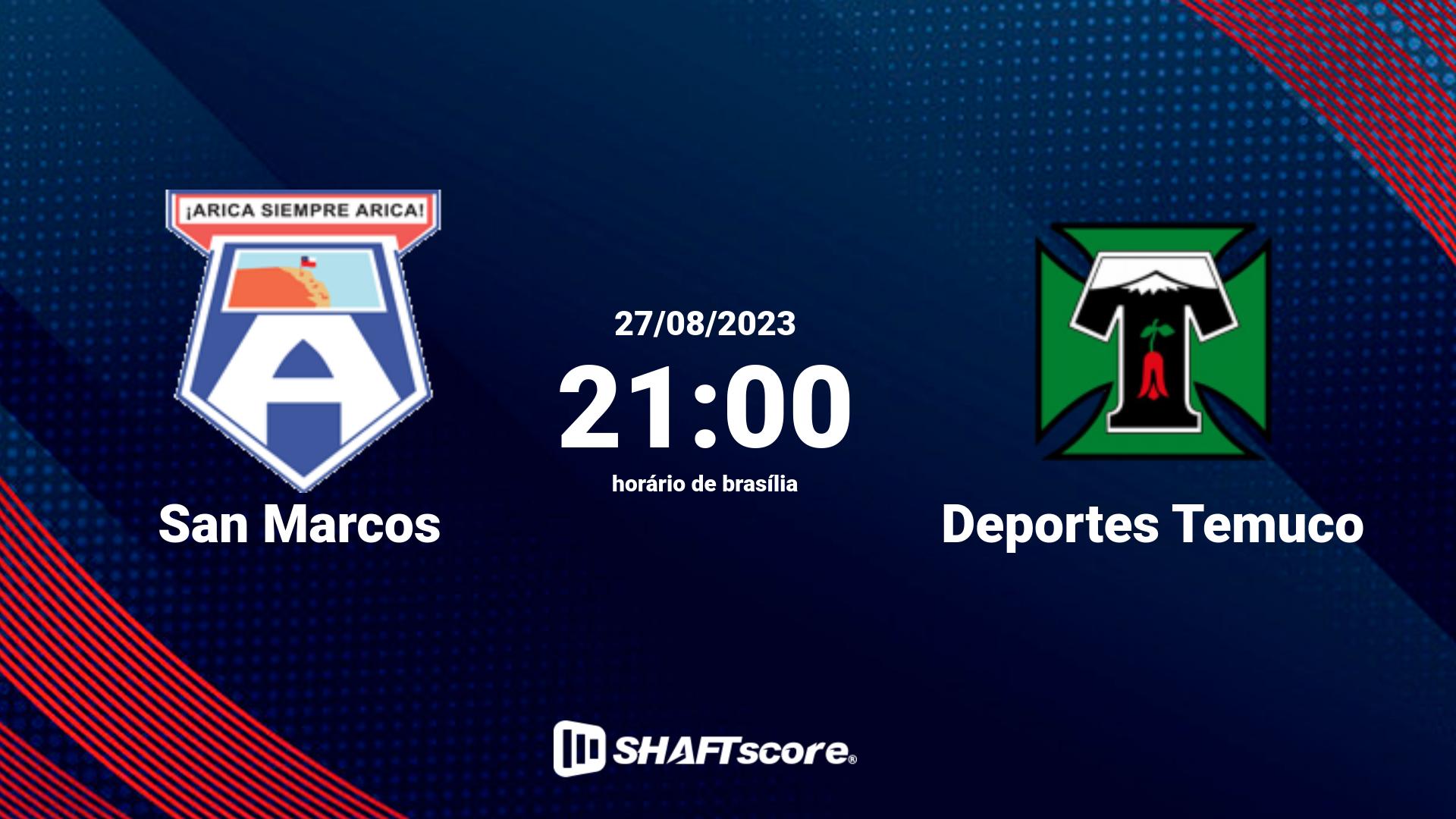 Estatísticas do jogo San Marcos vs Deportes Temuco 27.08 21:00