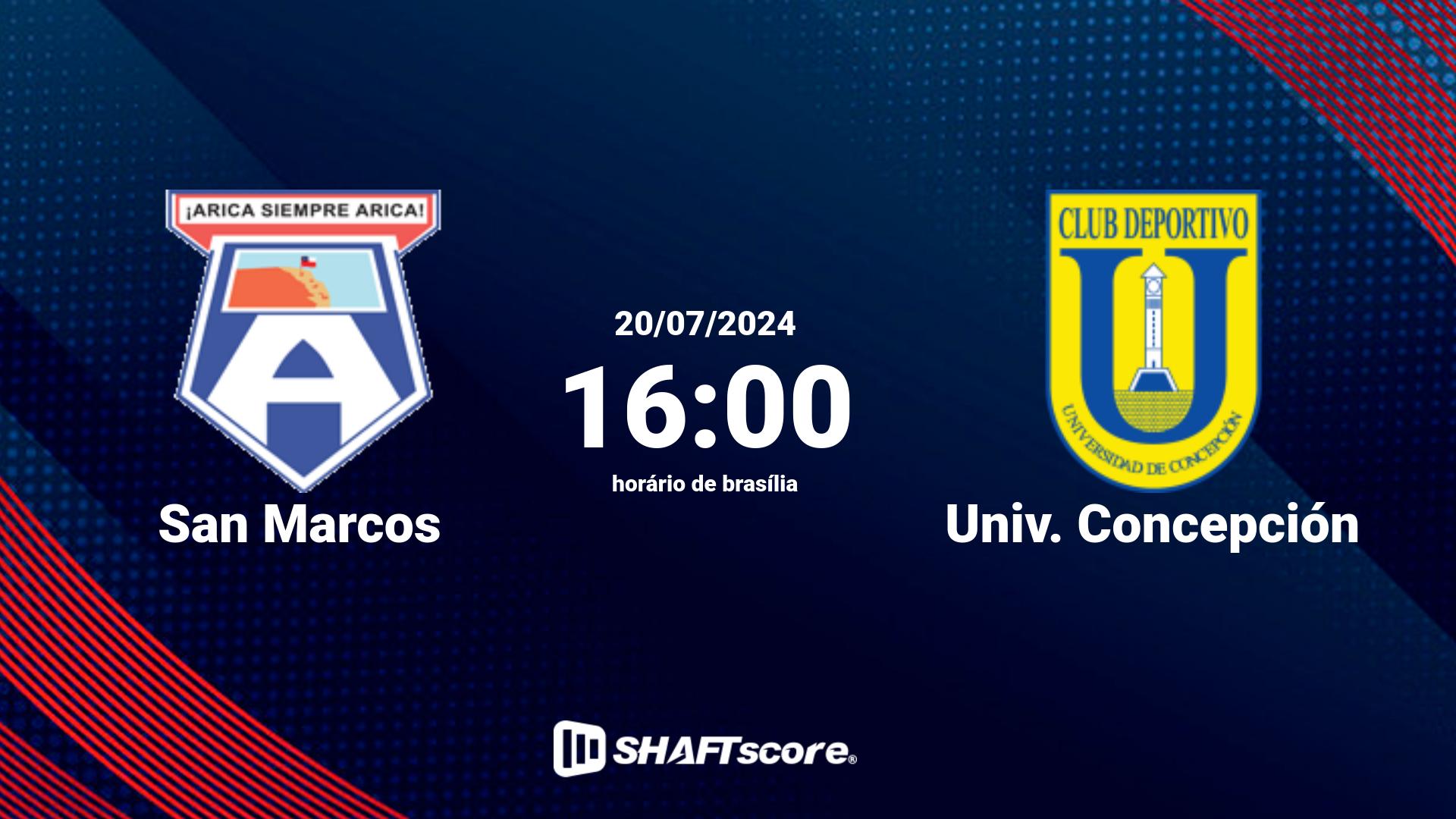 Estatísticas do jogo San Marcos vs Univ. Concepción 20.07 16:00