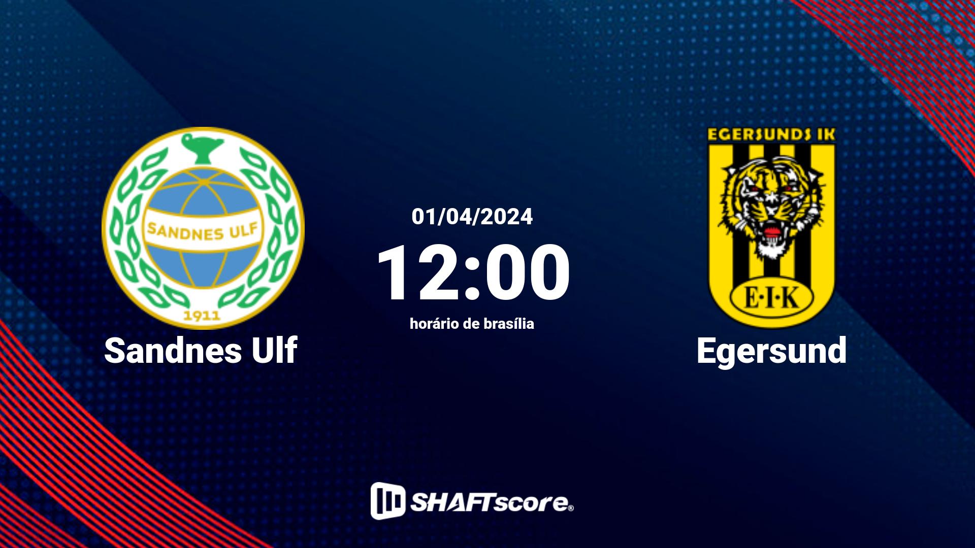 Estatísticas do jogo Sandnes Ulf vs Egersund 01.04 12:00