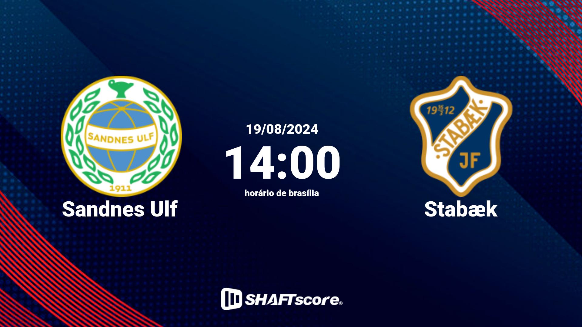 Estatísticas do jogo Sandnes Ulf vs Stabæk 19.08 14:00