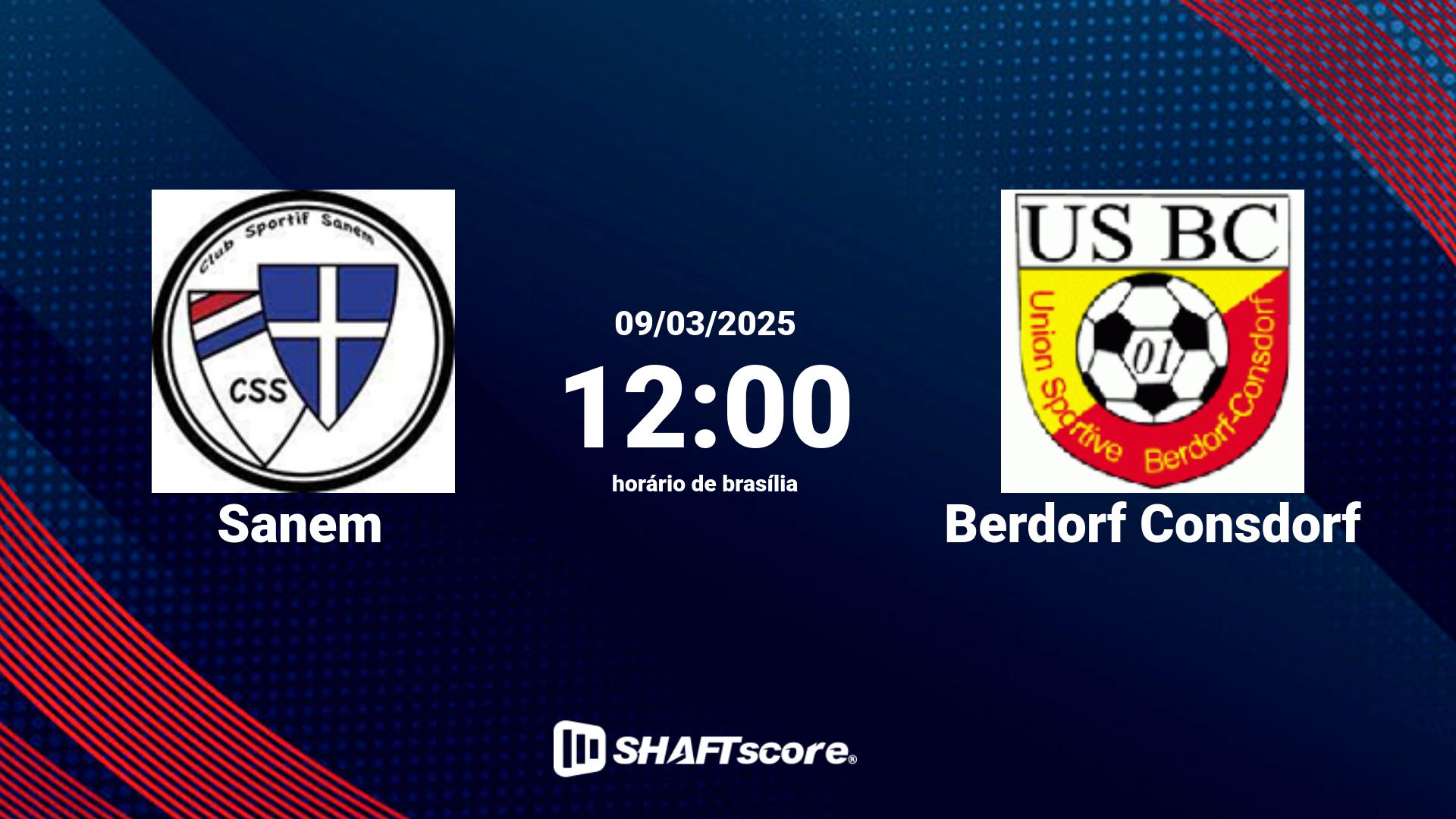 Estatísticas do jogo Sanem vs Berdorf Consdorf 09.03 12:00