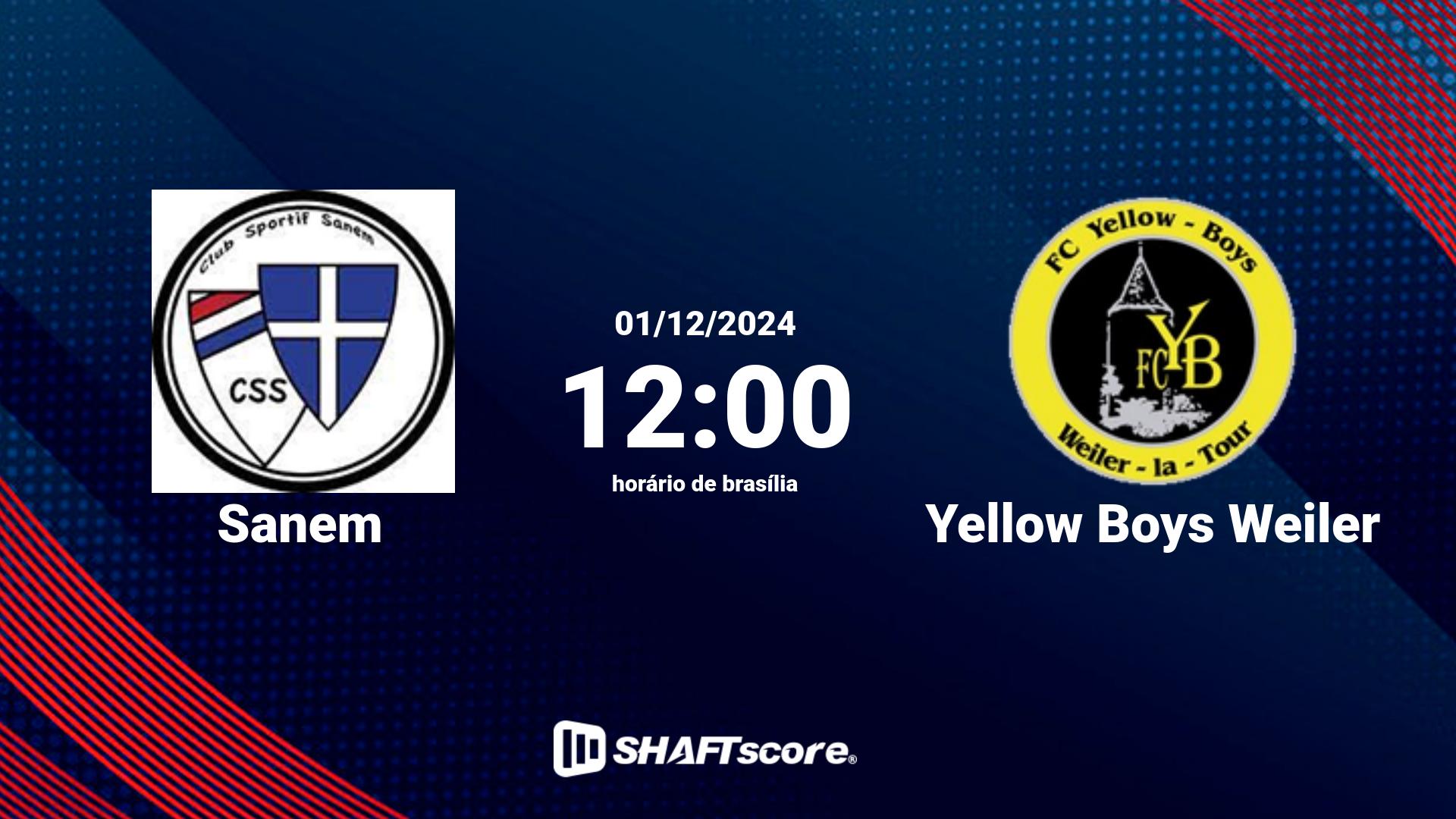 Estatísticas do jogo Sanem vs Yellow Boys Weiler 01.12 12:00