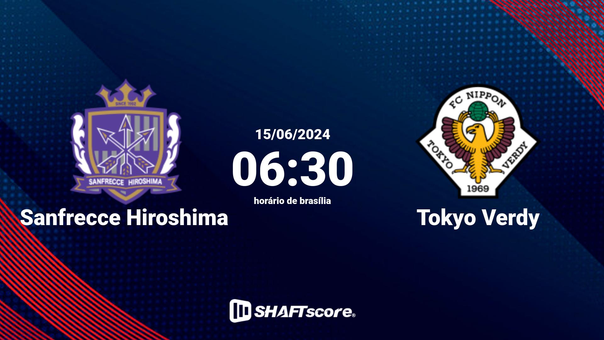 Estatísticas do jogo Sanfrecce Hiroshima vs Tokyo Verdy 15.06 06:30