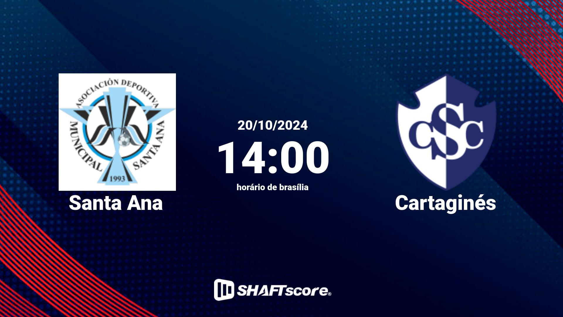 Estatísticas do jogo Santa Ana vs Cartaginés 20.10 14:00