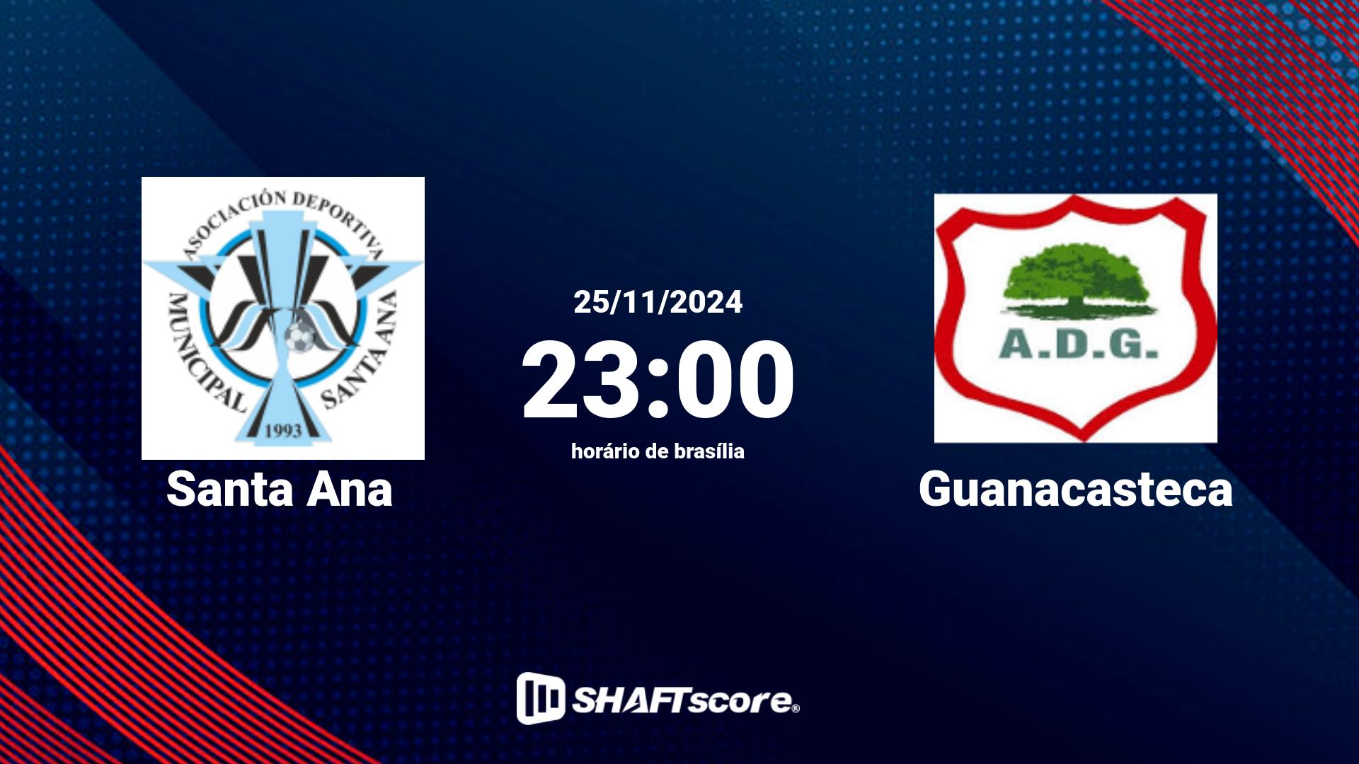 Estatísticas do jogo Santa Ana vs Guanacasteca 25.11 23:00