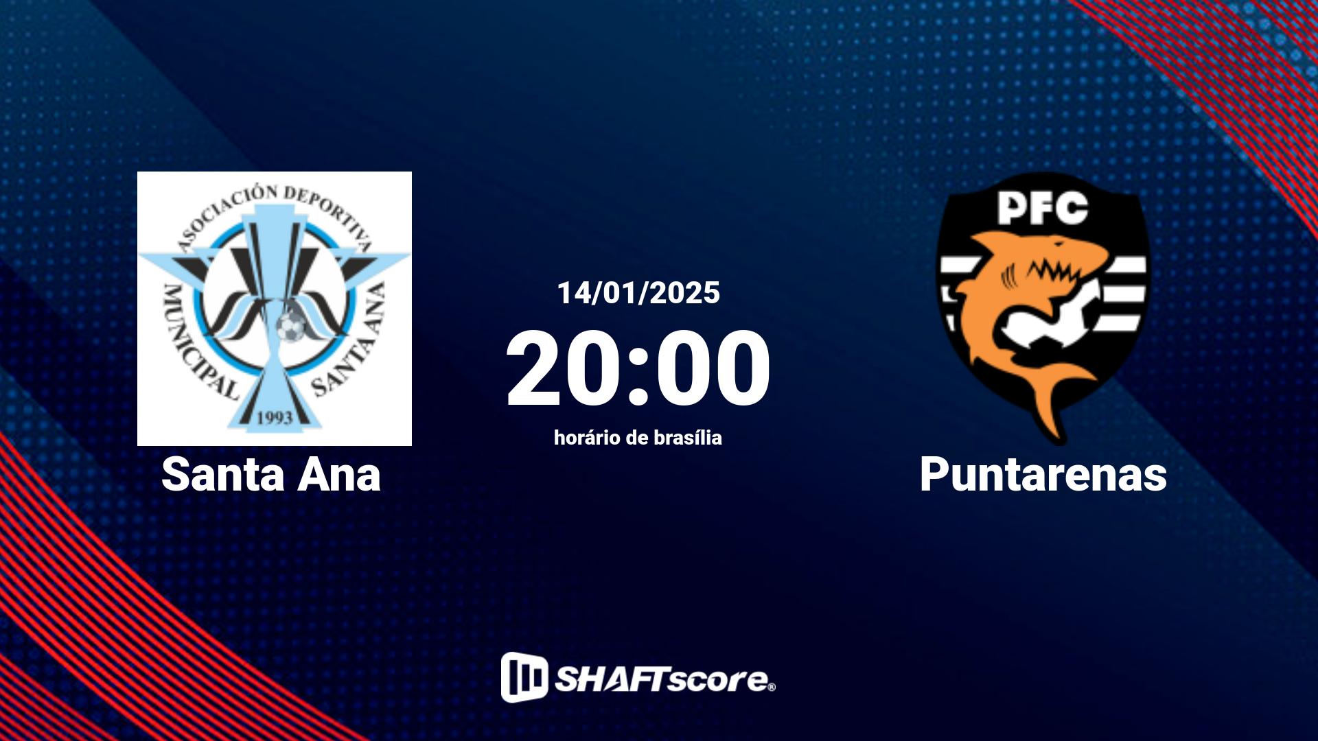 Estatísticas do jogo Santa Ana vs Puntarenas 14.01 20:00