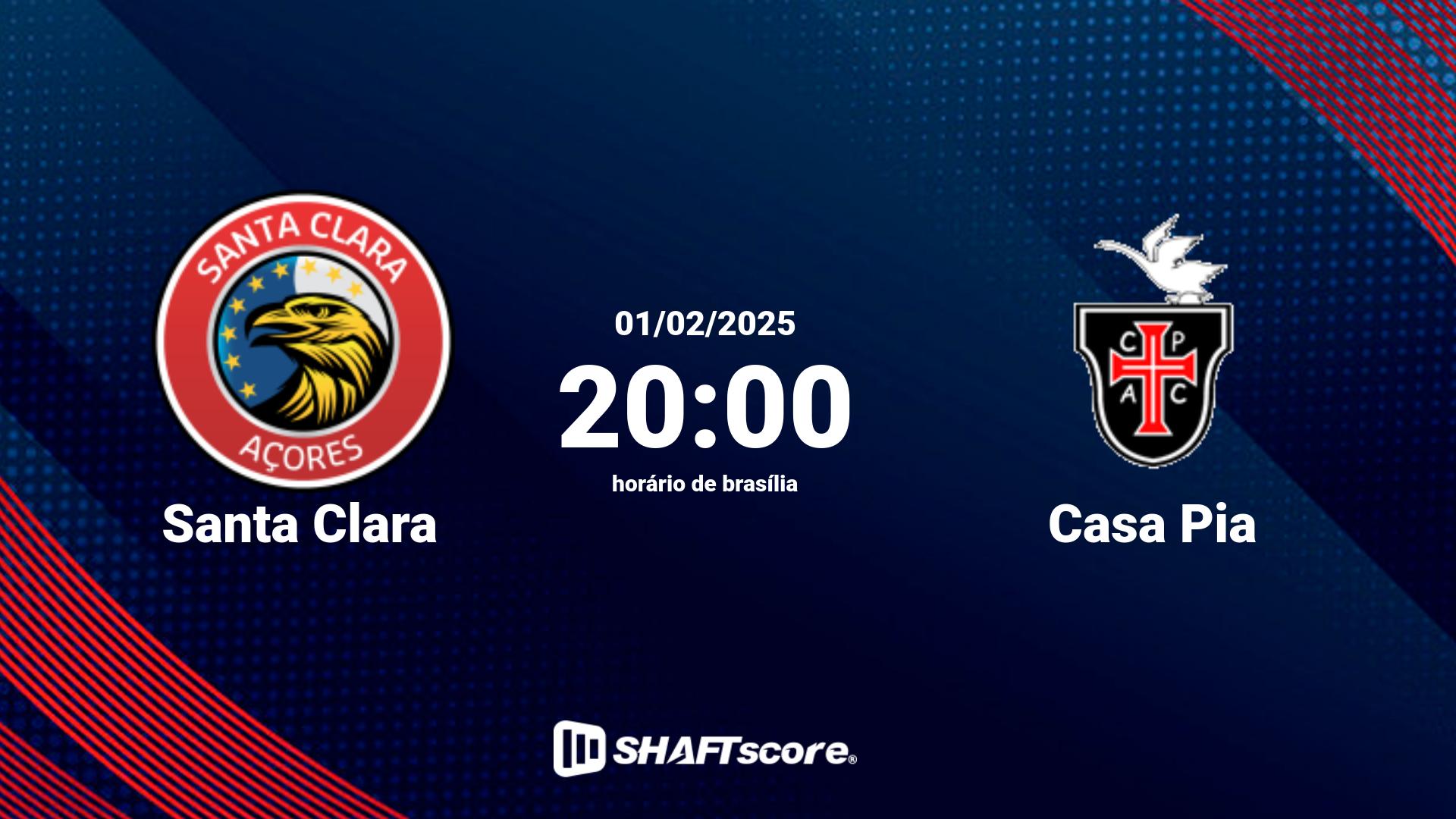 Estatísticas do jogo Santa Clara vs Casa Pia 01.02 20:00