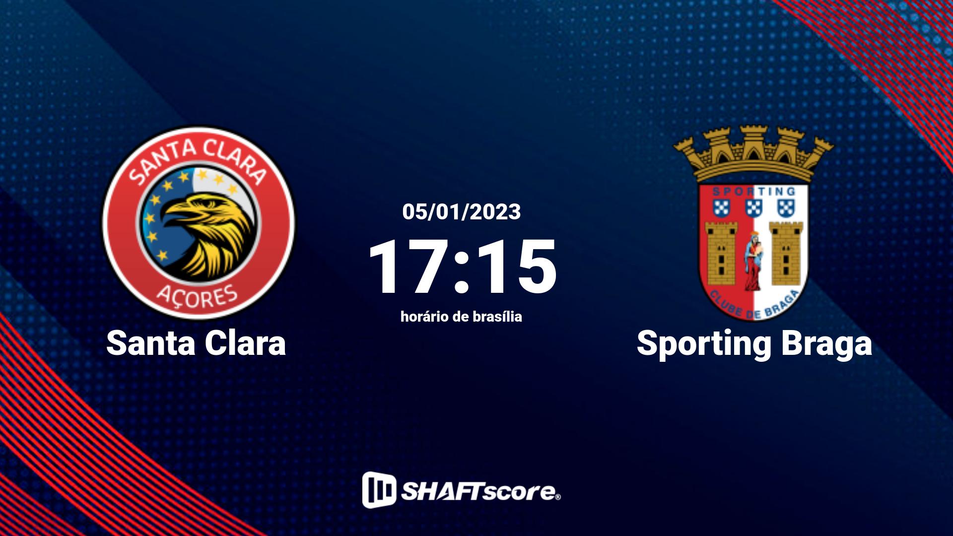 Estatísticas do jogo Santa Clara vs Sporting Braga 05.01 17:15