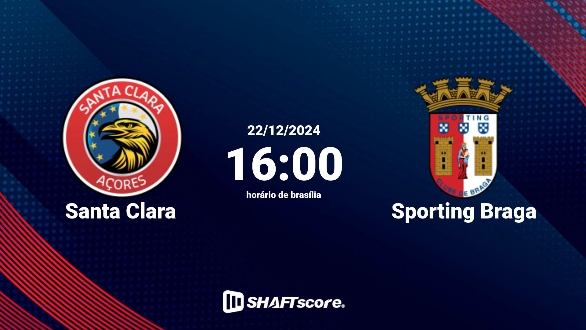 Estatísticas do jogo Santa Clara vs Sporting Braga 22.12 16:00