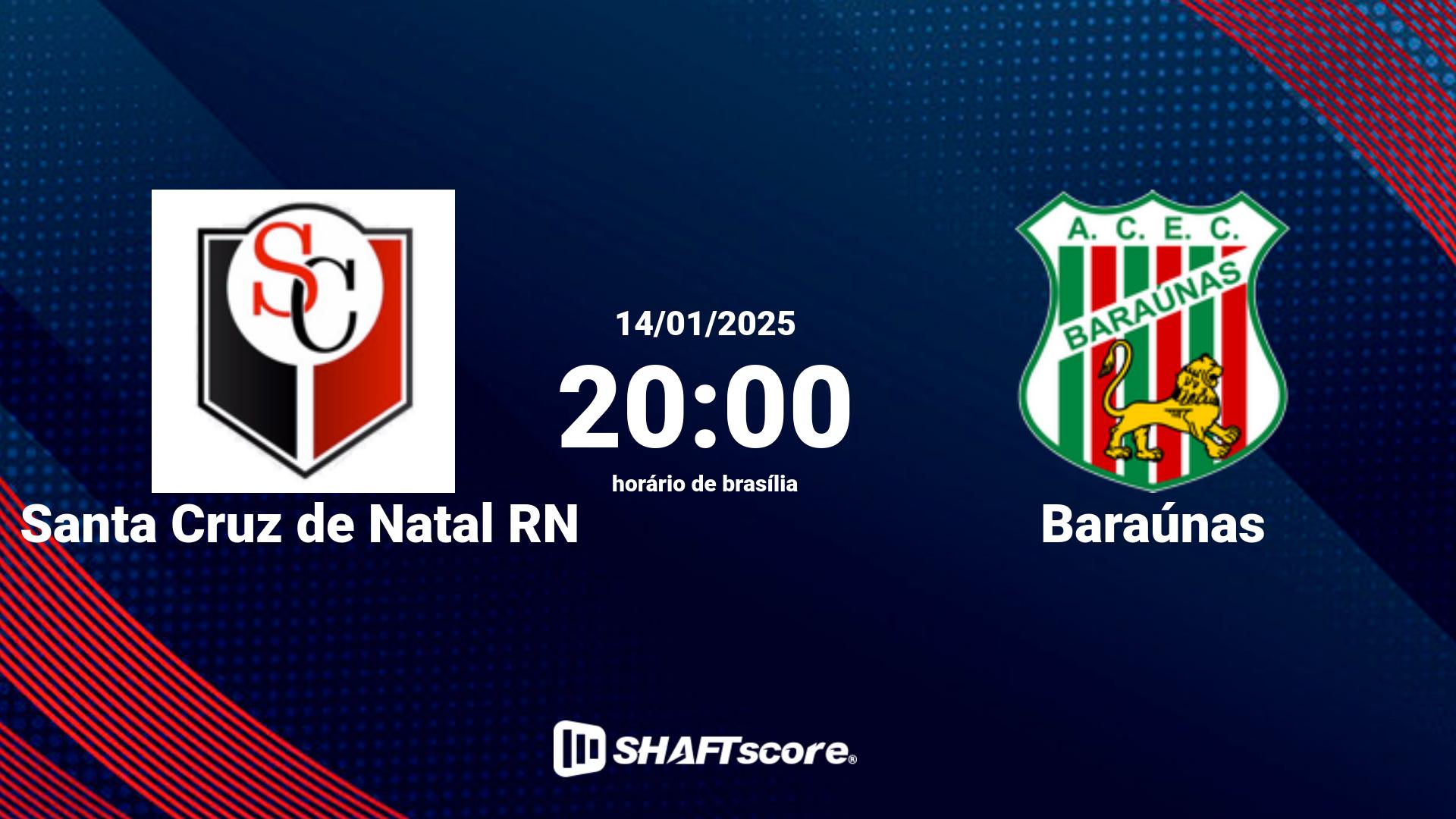 Estatísticas do jogo Santa Cruz de Natal RN vs Baraúnas 14.01 20:00