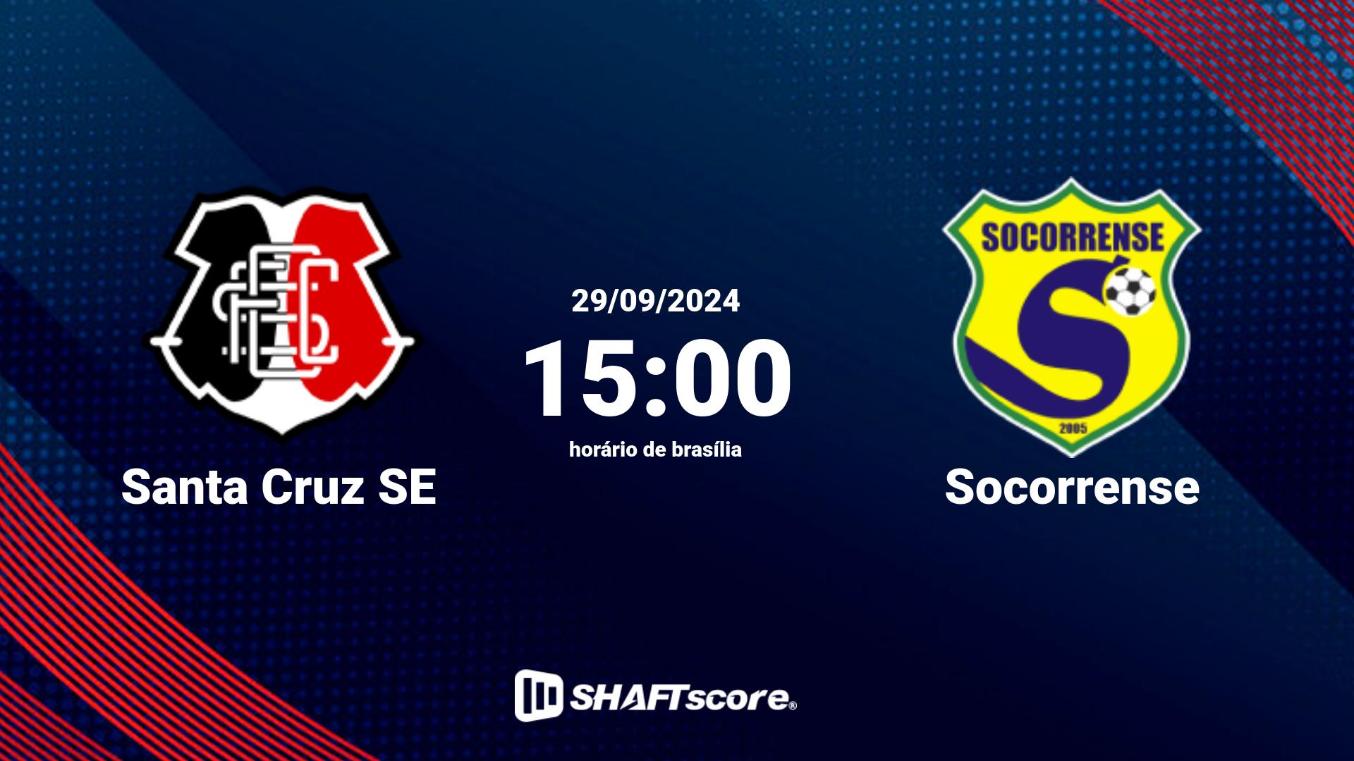 Estatísticas do jogo Santa Cruz SE vs Socorrense 29.09 15:00