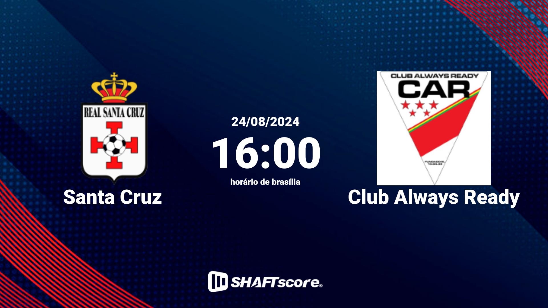 Estatísticas do jogo Santa Cruz vs Club Always Ready 24.08 16:00