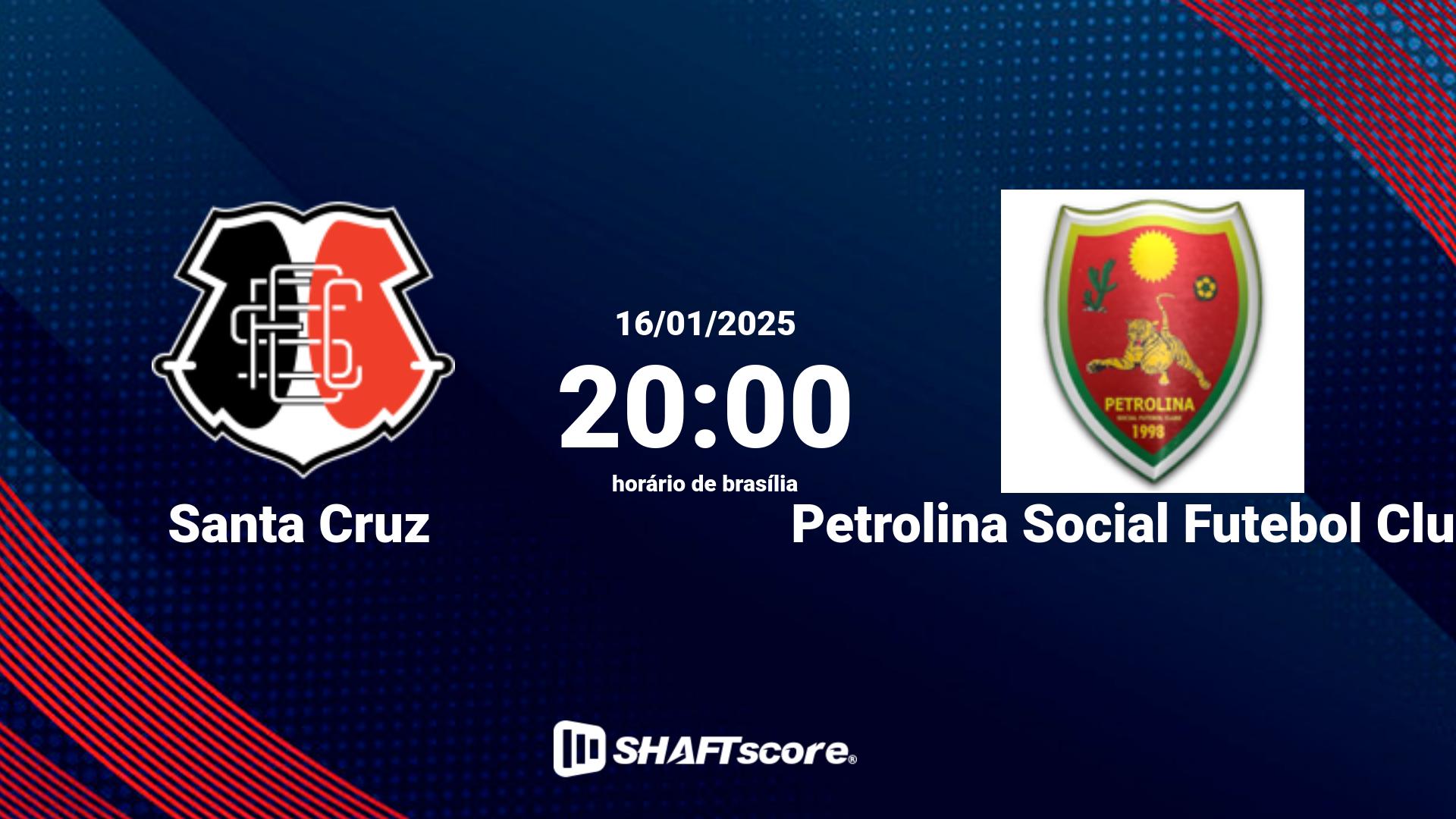 Estatísticas do jogo Santa Cruz vs Petrolina Social Futebol Clube 16.01 20:00