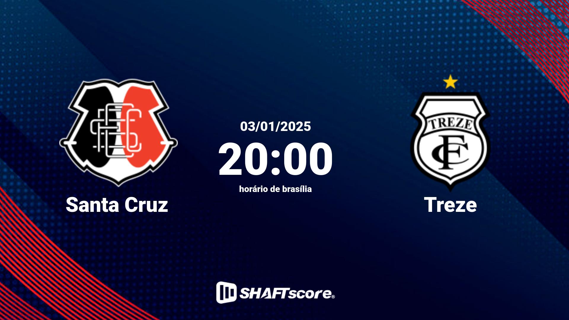 Estatísticas do jogo Santa Cruz vs Treze 03.01 20:00