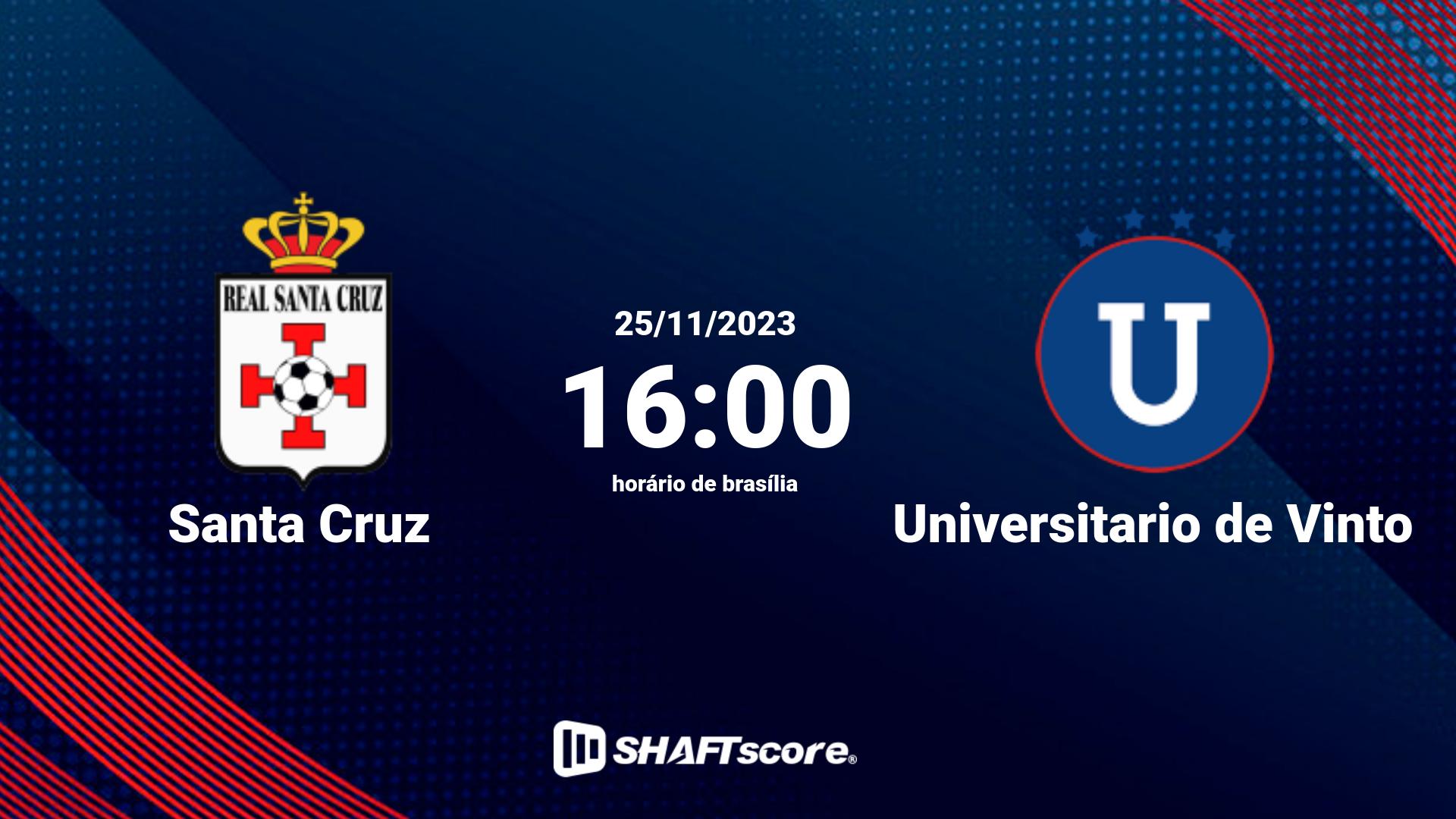 Estatísticas do jogo Santa Cruz vs Universitario de Vinto 25.11 16:00