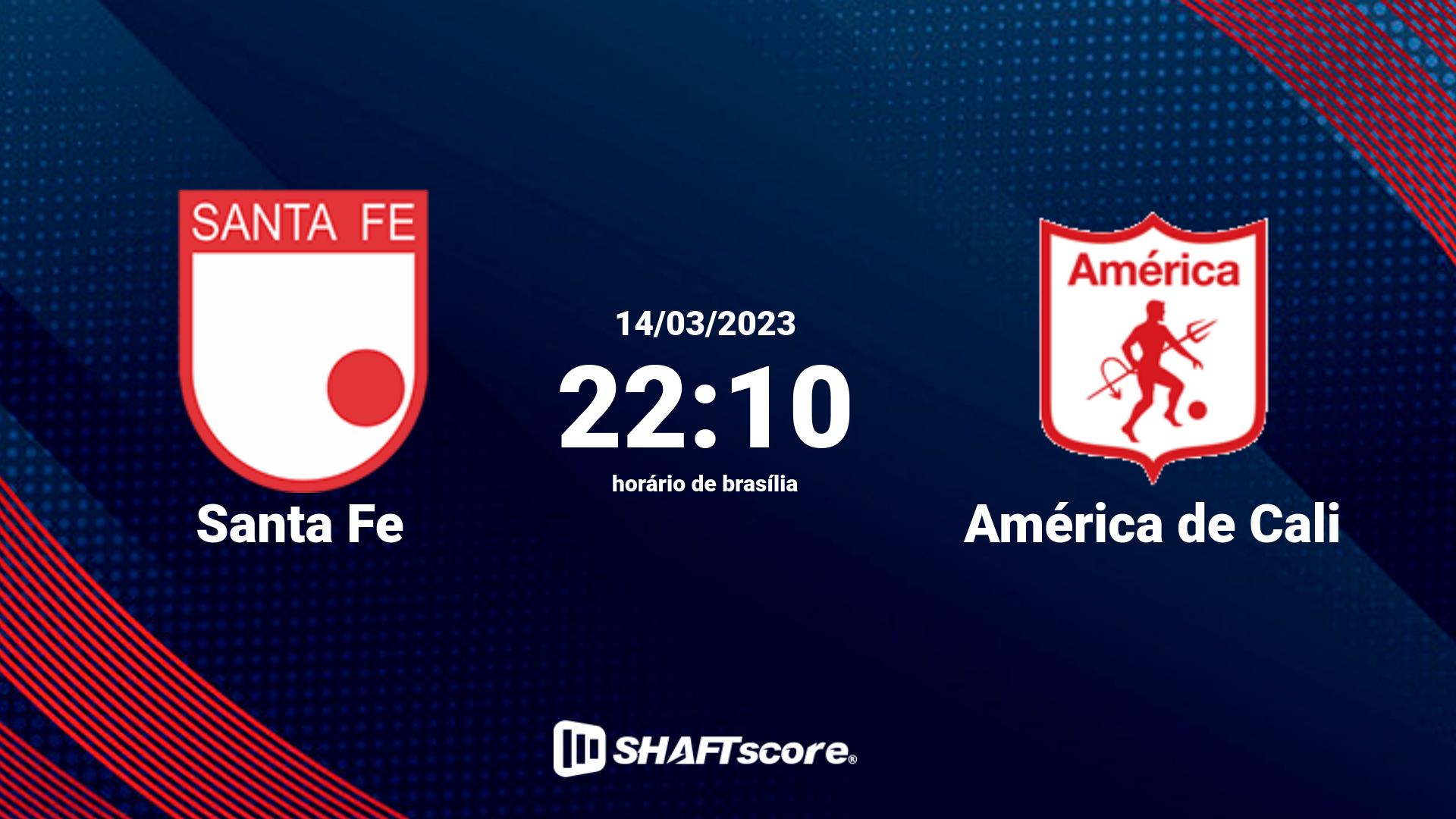 Estatísticas do jogo Santa Fe vs América de Cali 14.03 22:10