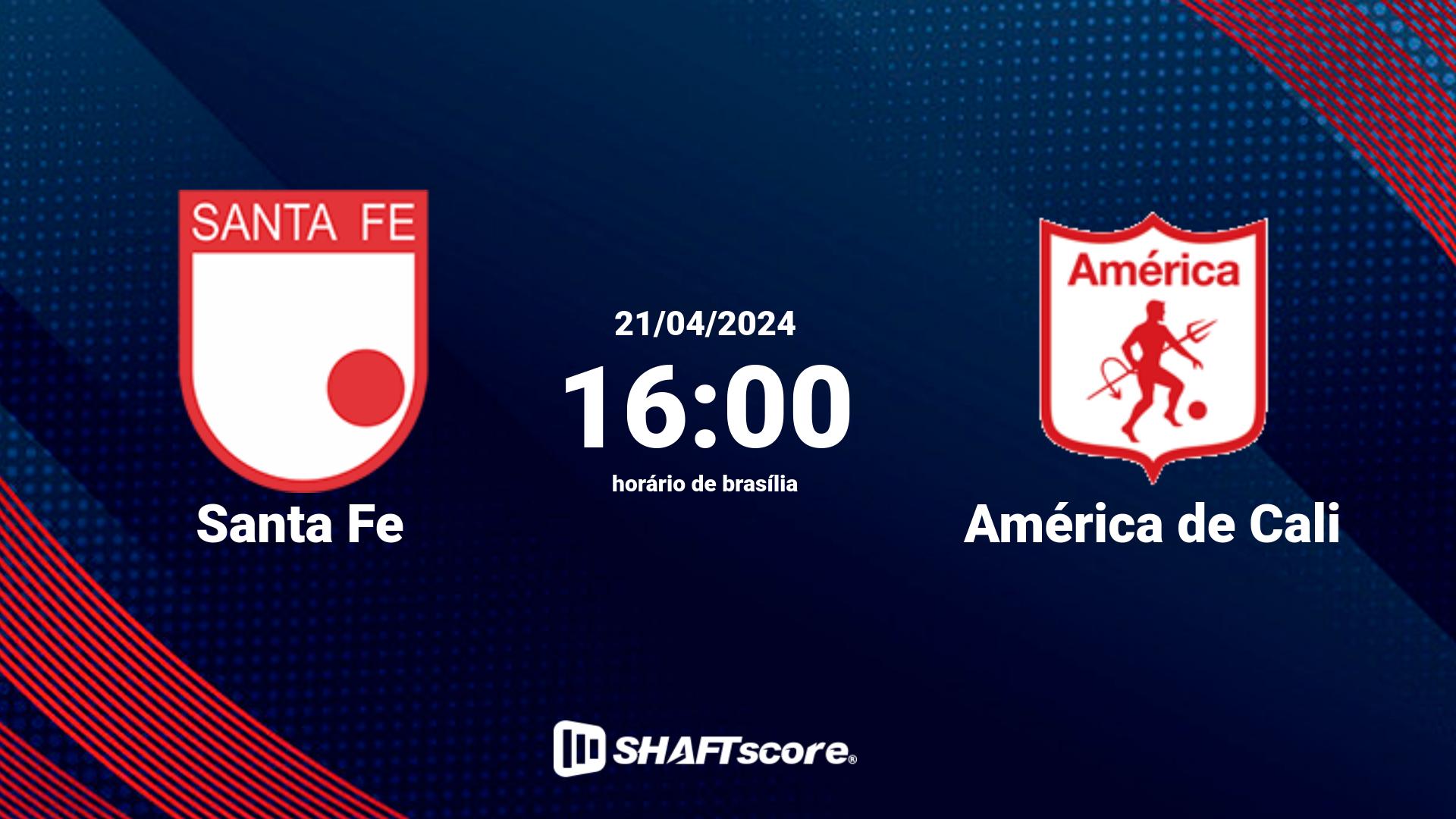 Estatísticas do jogo Santa Fe vs América de Cali 21.04 16:00