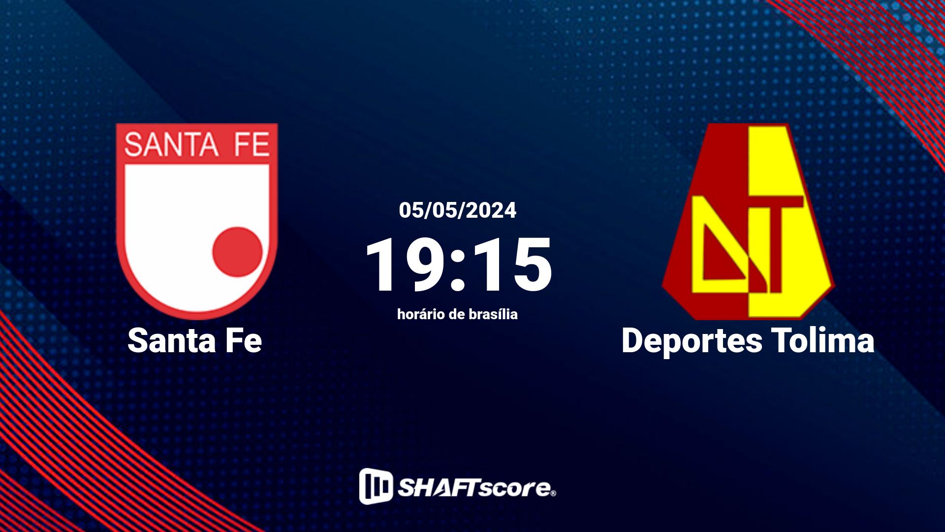 Estatísticas do jogo Santa Fe vs Deportes Tolima 05.05 19:15