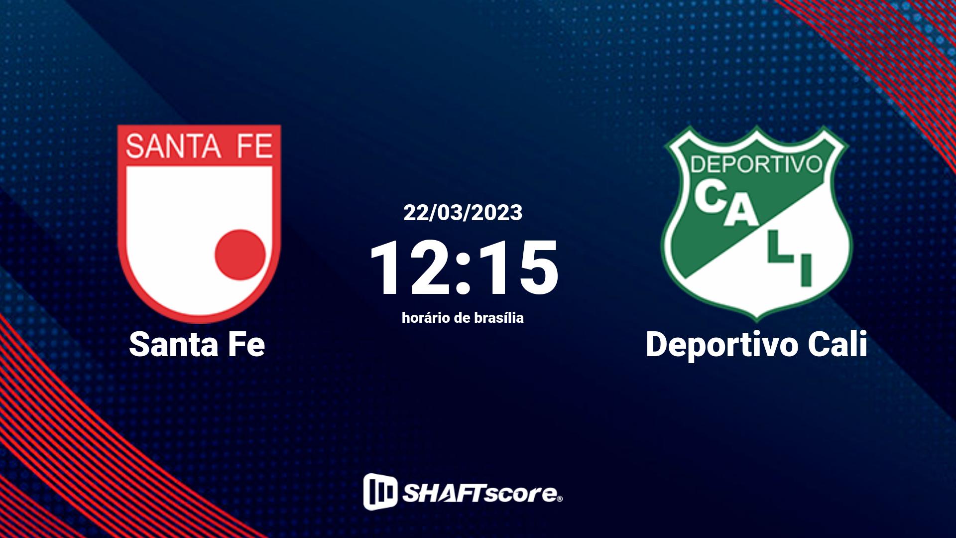 Estatísticas do jogo Santa Fe vs Deportivo Cali 22.03 12:15