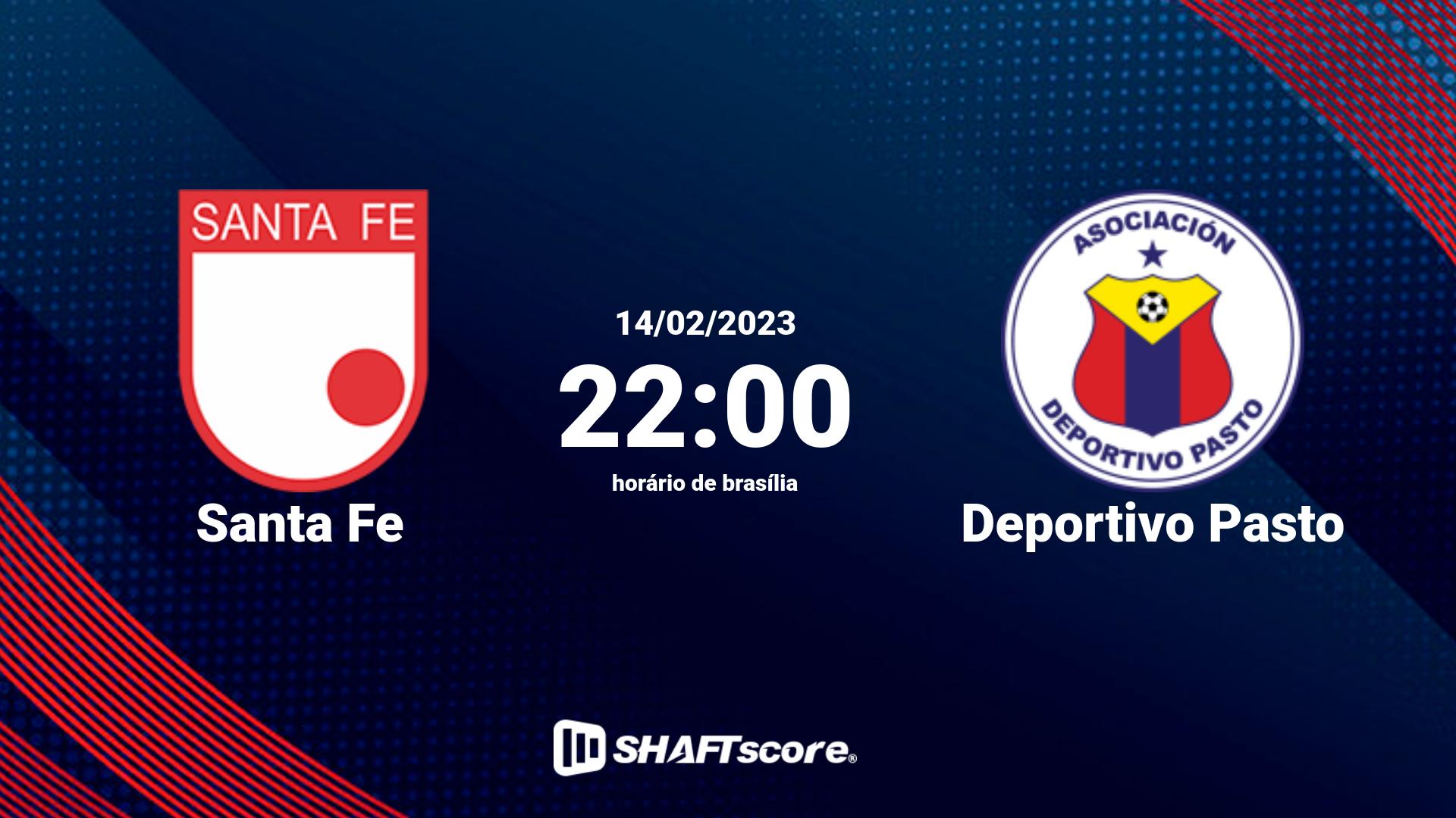 Estatísticas do jogo Santa Fe vs Deportivo Pasto 14.02 22:00