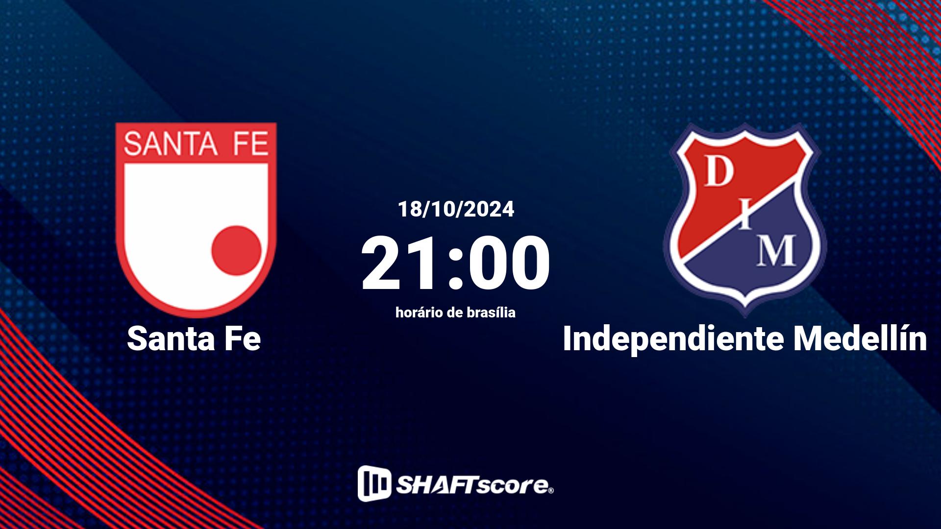 Estatísticas do jogo Santa Fe vs Independiente Medellín 18.10 21:00